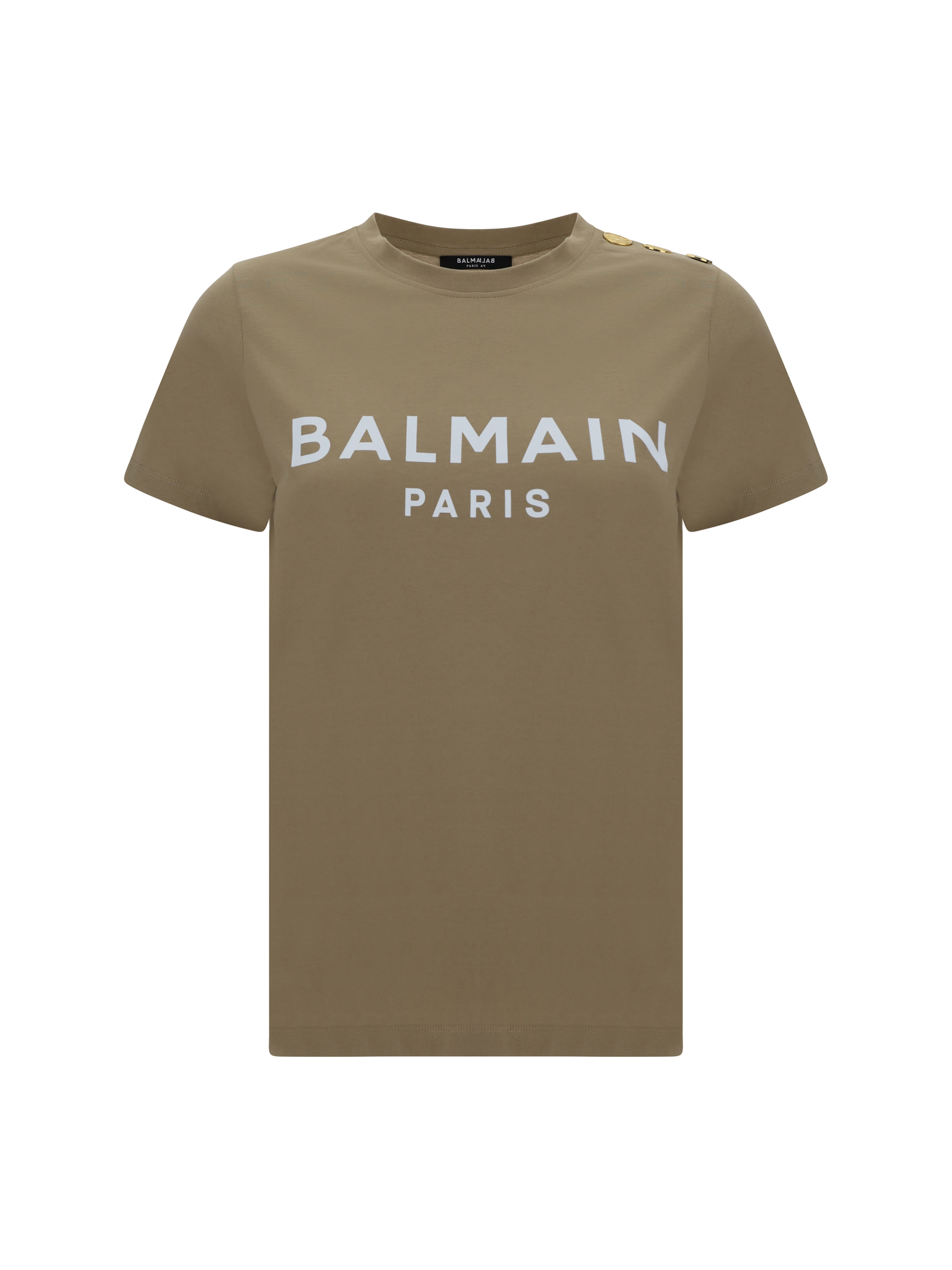 Shop Balmain T-shirt In Beige/blanc