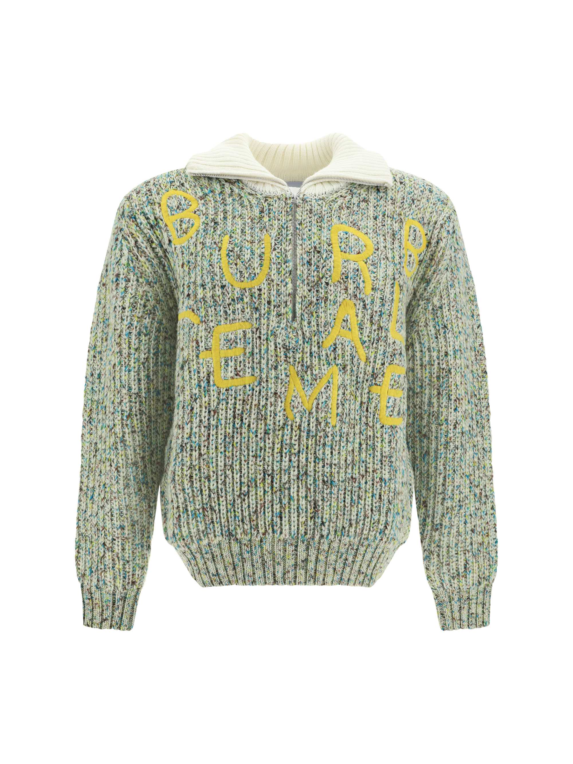 Bluemarble Logo-embroidered Virgin Wool-blend Jumper In Beige/green