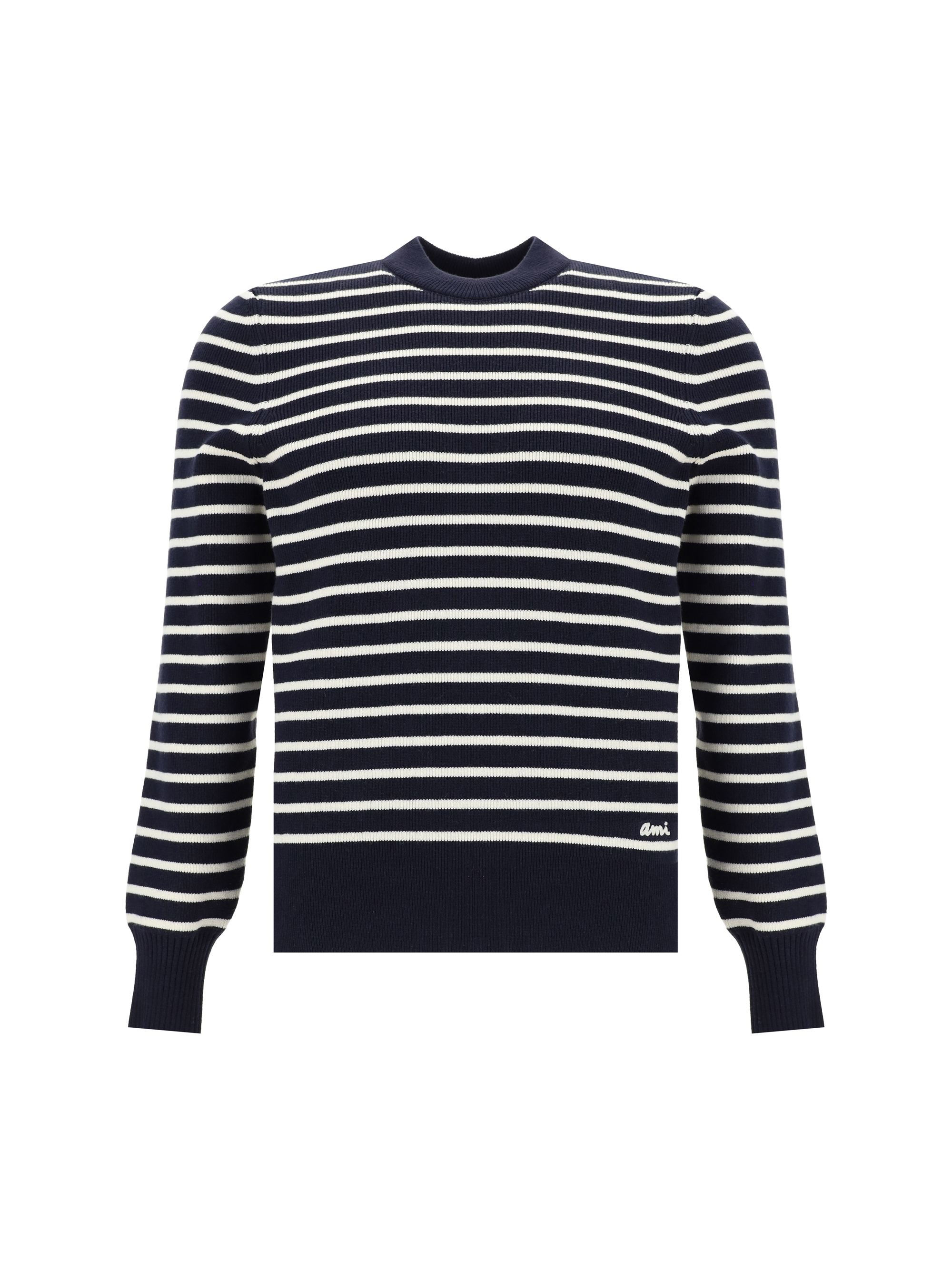 Shop Ami Alexandre Mattiussi Sweater In Navy Blue/off White