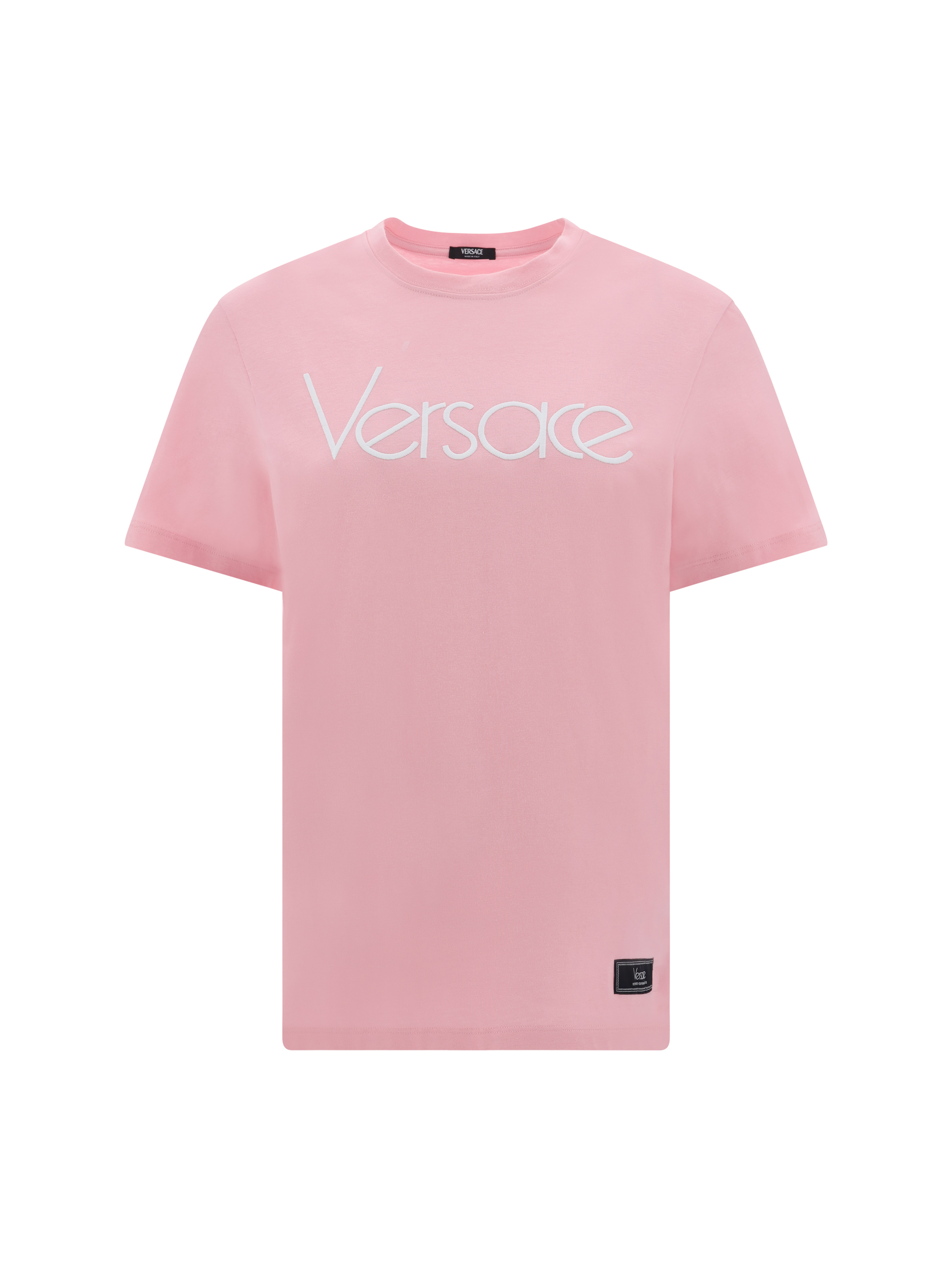 Shop Versace T-shirt In Pink+white