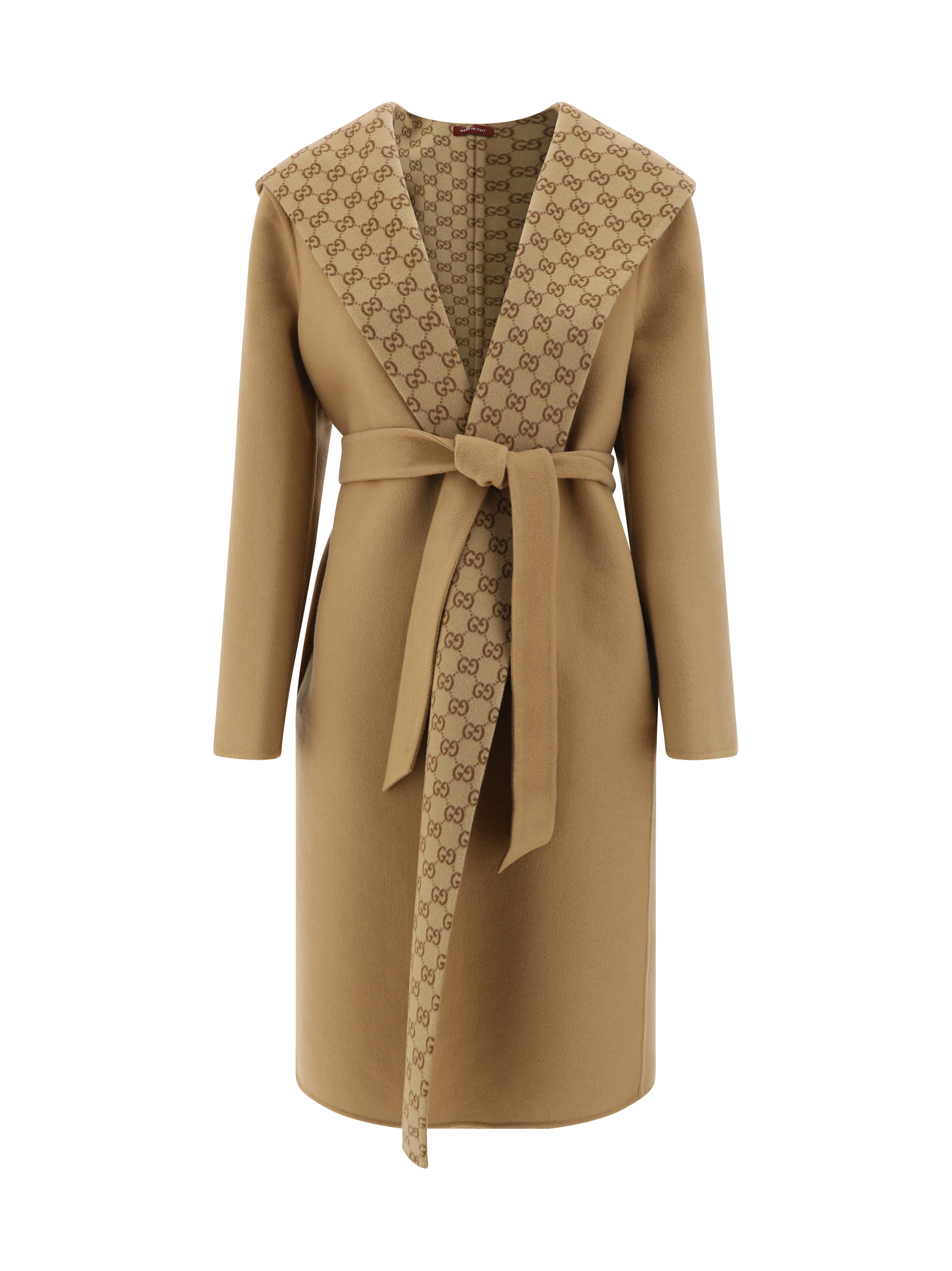 Shop Gucci Coat In Camel/brown