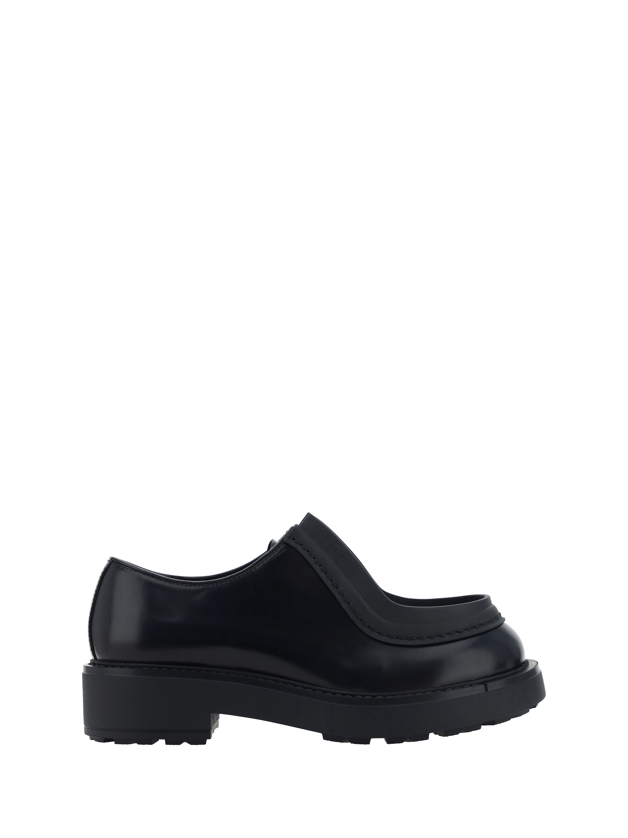 Prada Monolith Leather Loafers In Nero