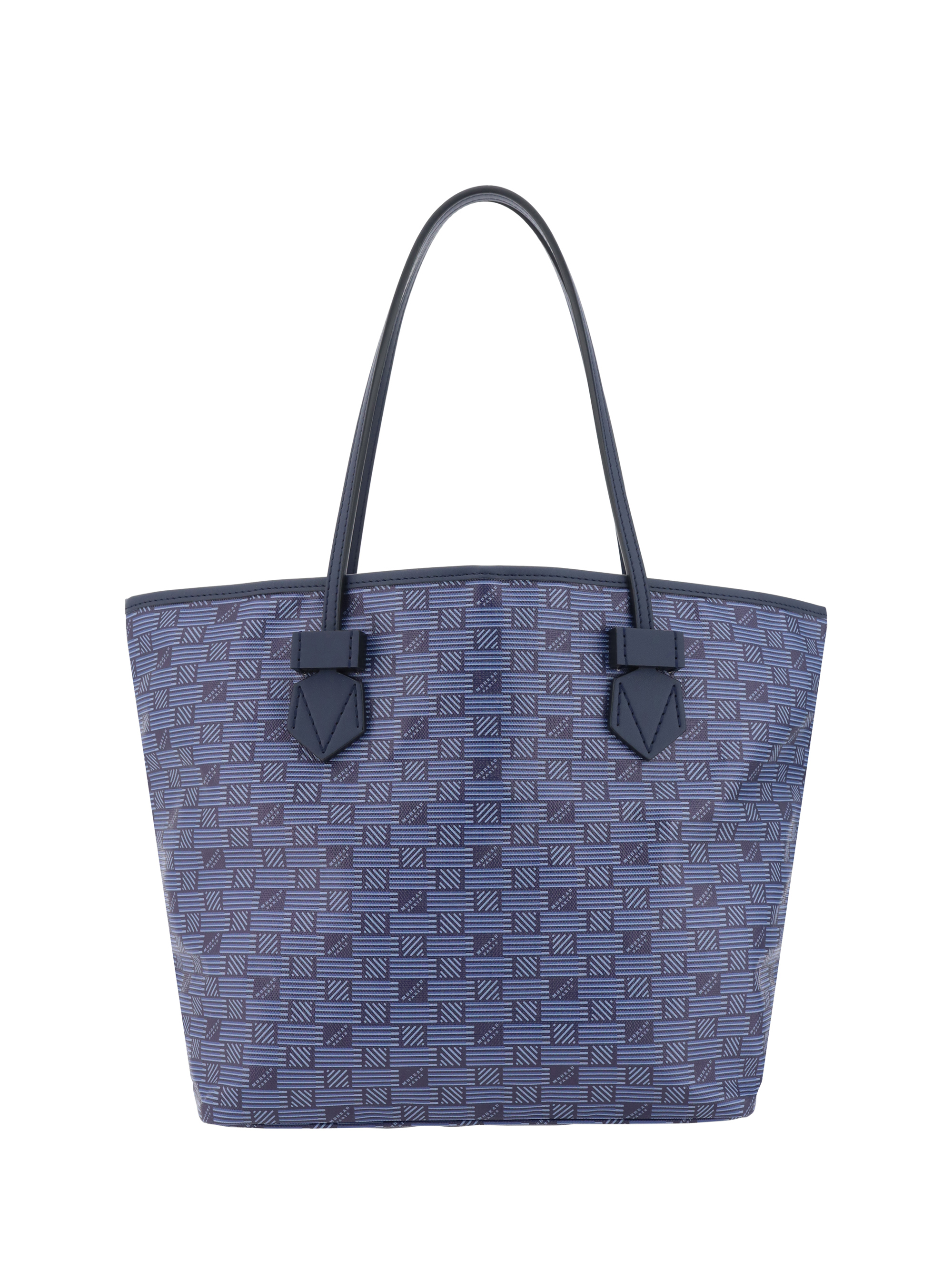 Shop Moreau Saint Tropez Tote Medium Shoulder Bag In Navy Blue  / Natural