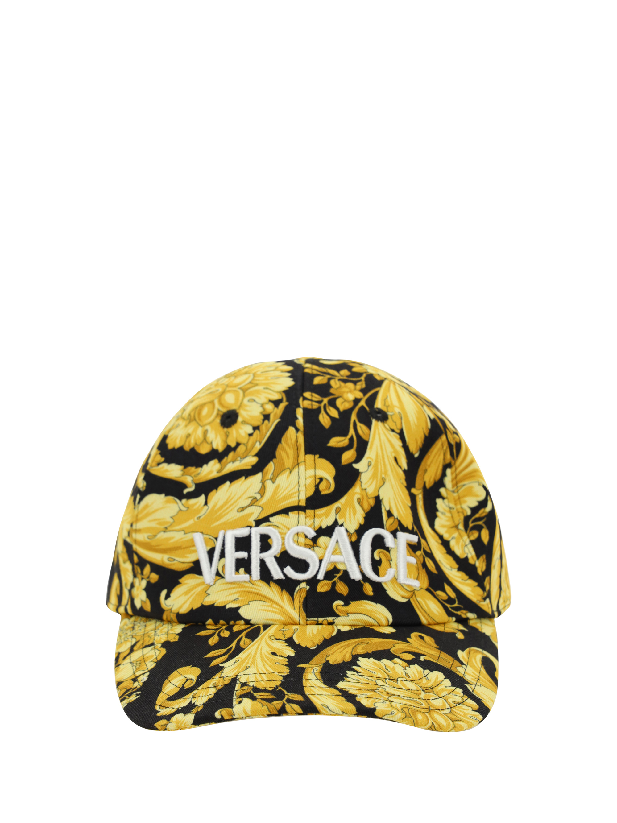 Shop Versace Baseball Cap In Black/gold/black