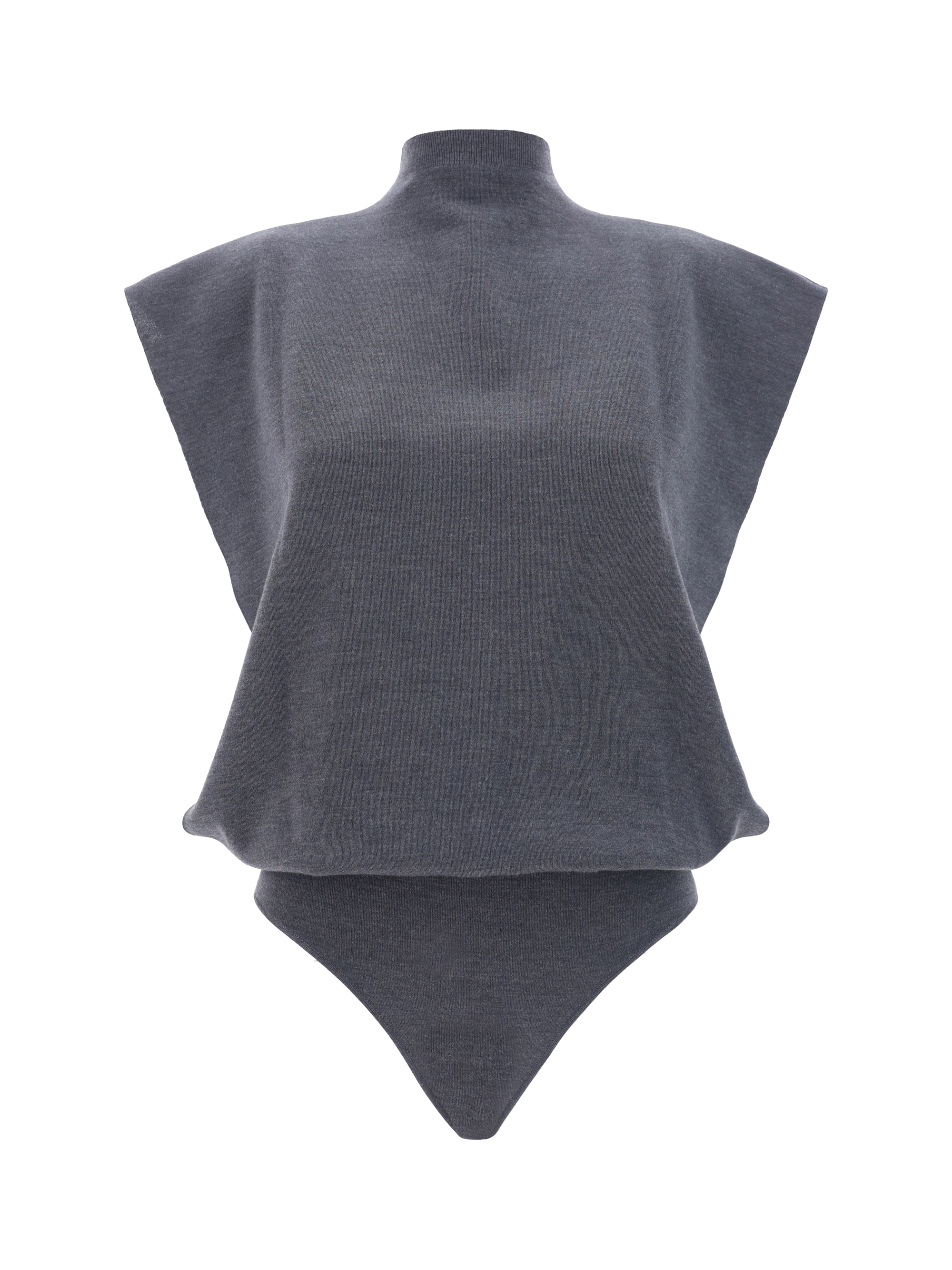 Shop Alaïa Square  Bodysuit In Anthracite