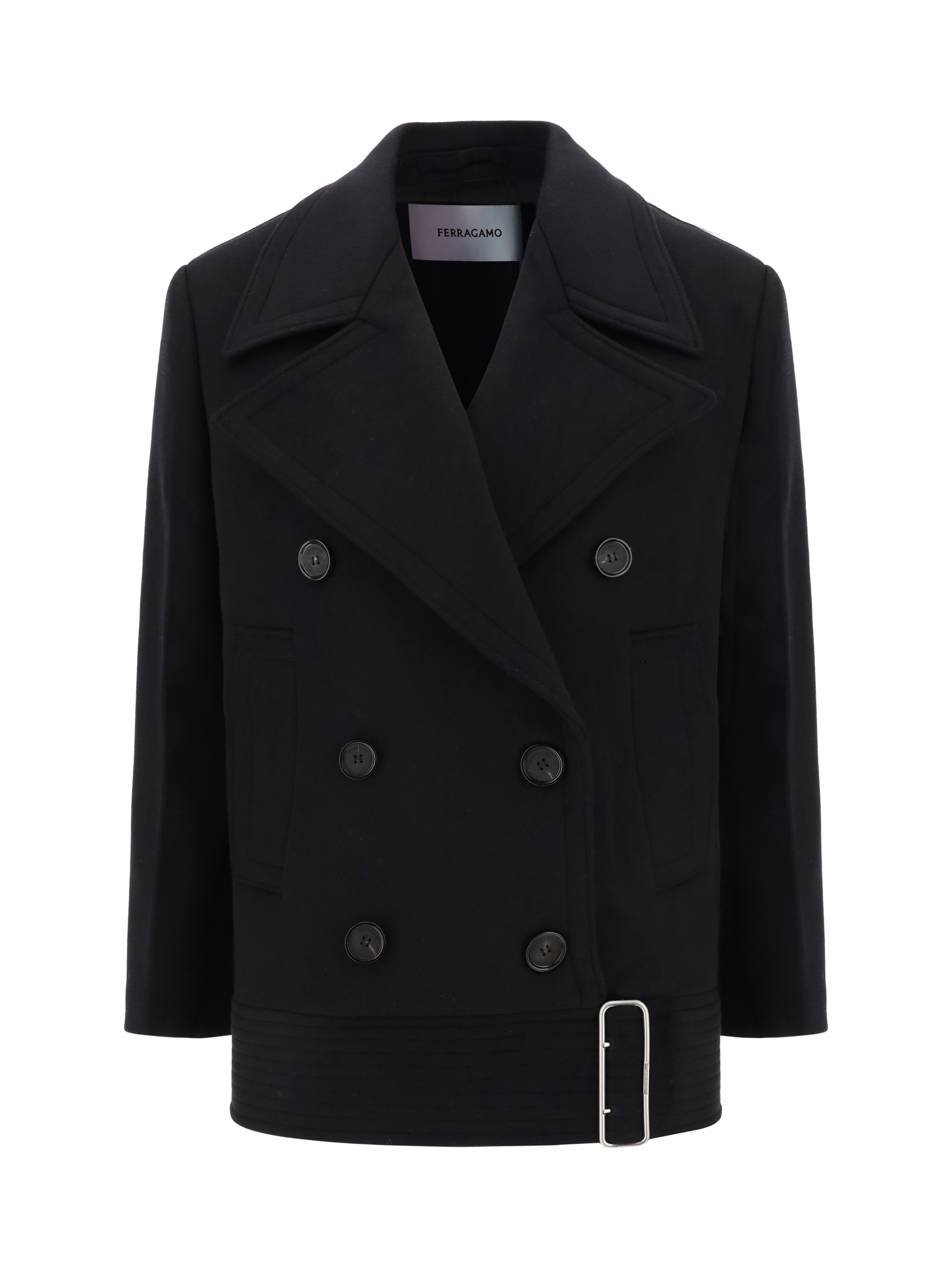 Shop Ferragamo Coat In Black