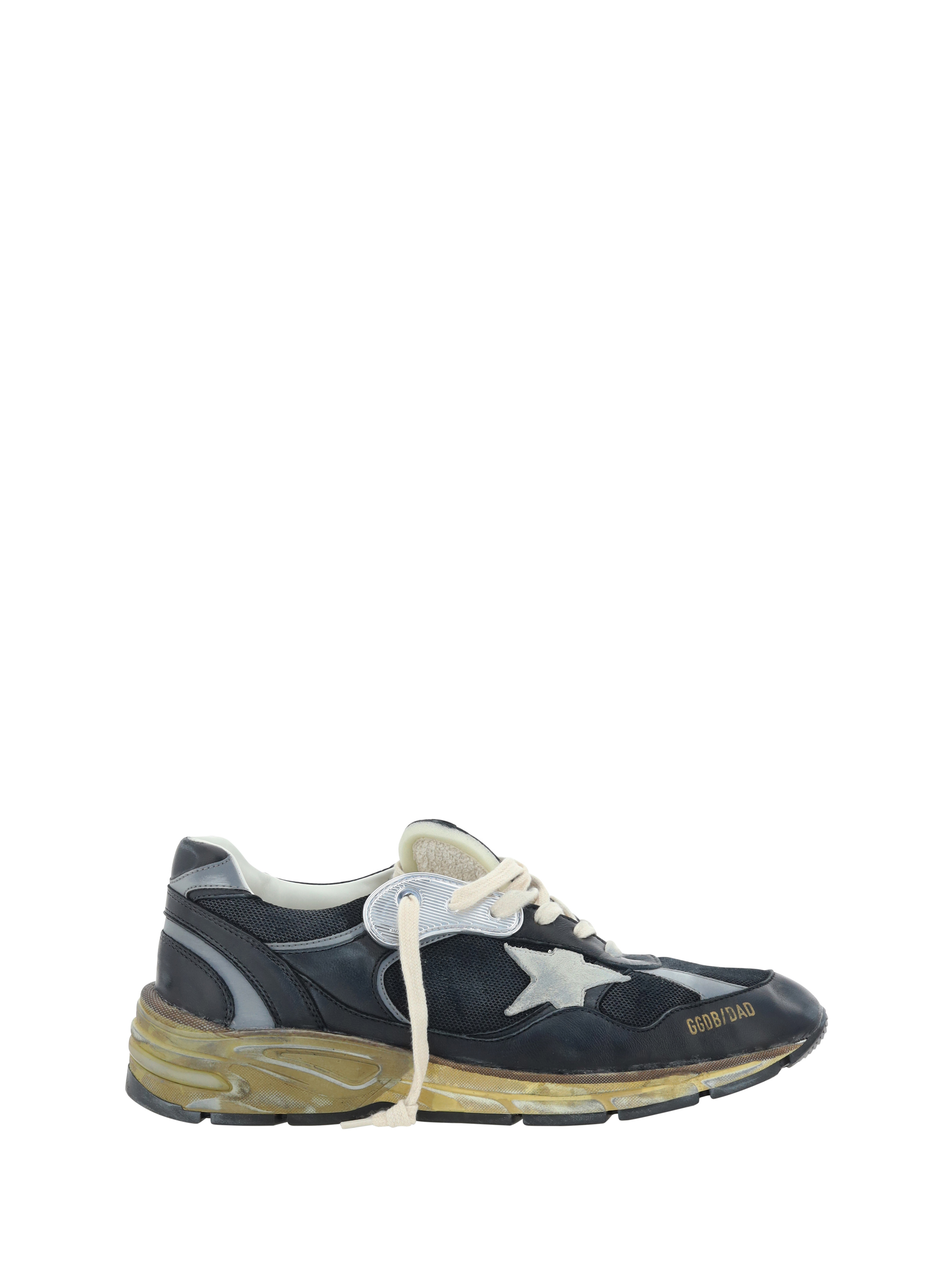 Shop Golden Goose Running Dad Sneakers In Black/silver/ice