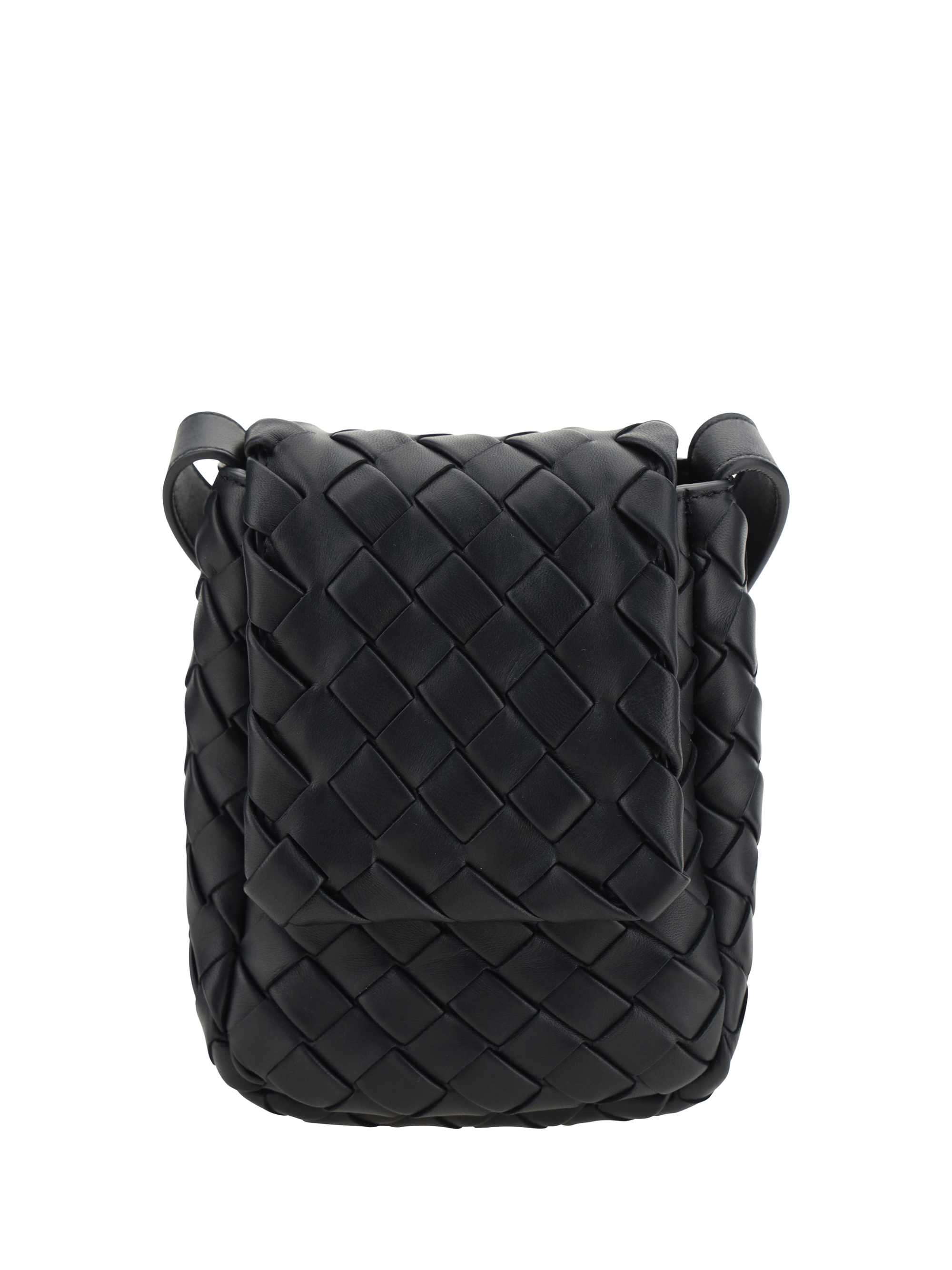 Bottega Veneta Intrecciato Shoulder Bag In Black-silver