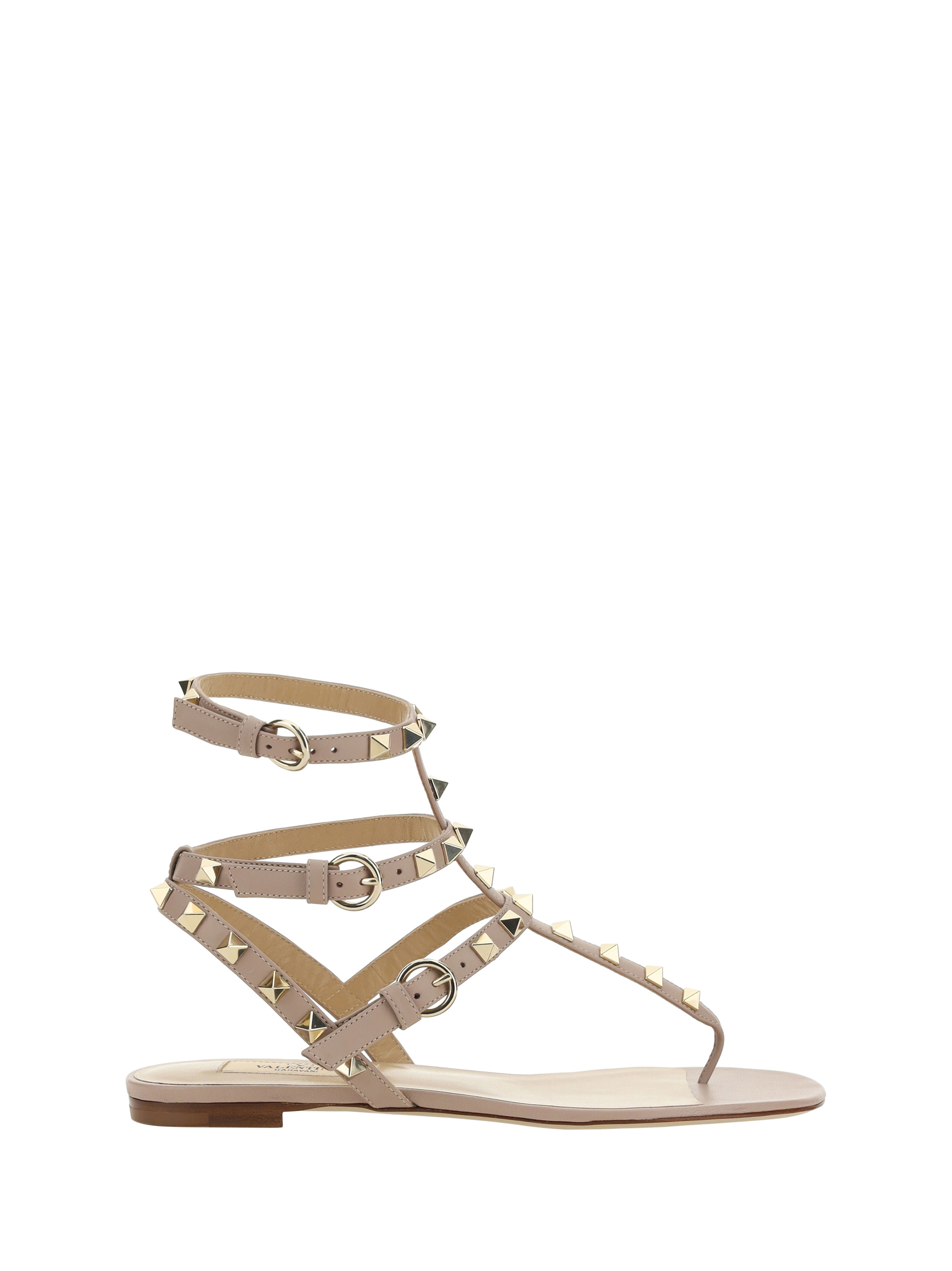 Shop Valentino Garavani Rockstud Sandals In Poudre