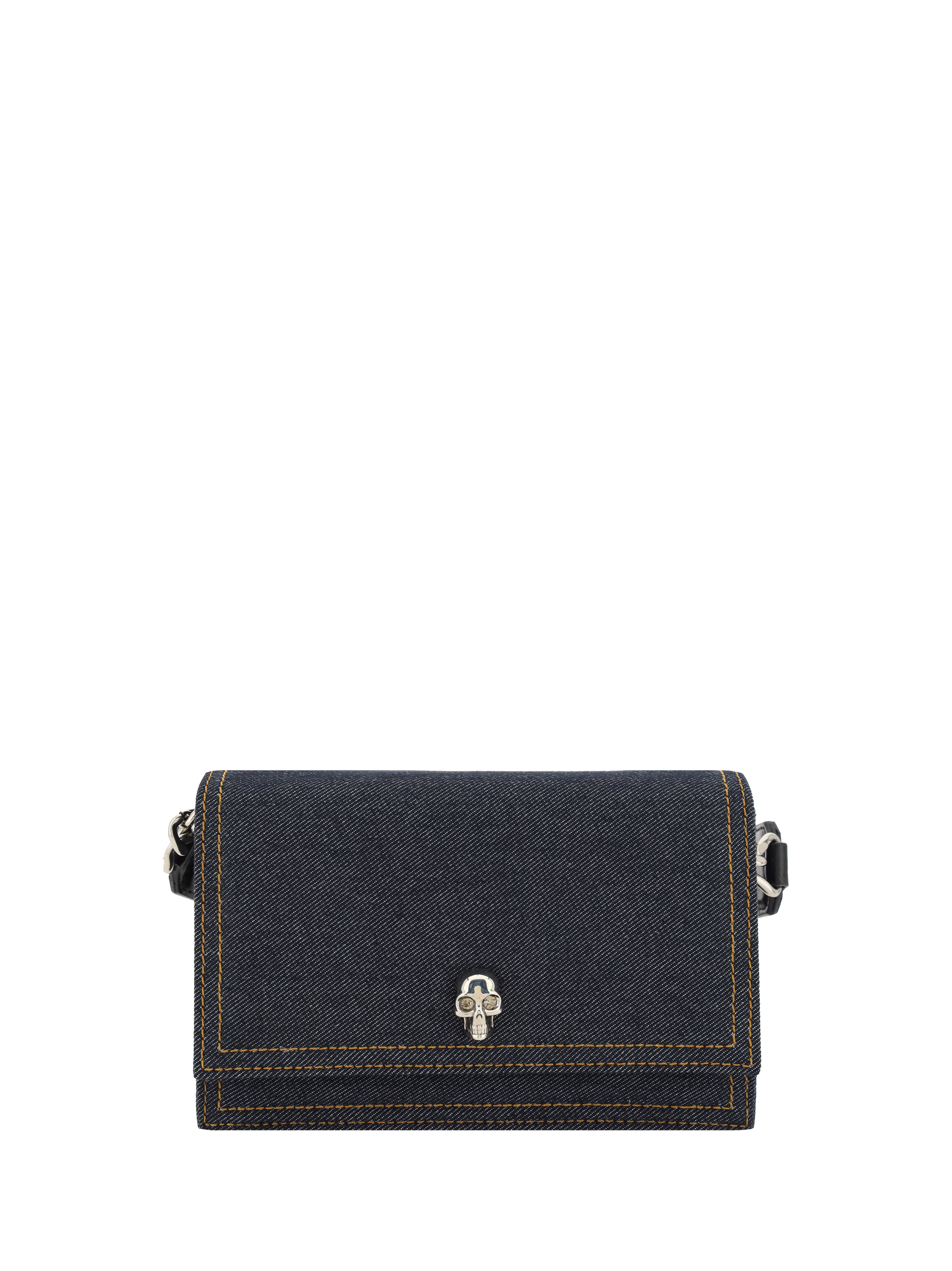 Alexander Mcqueen Skull Shoulder Bag In Denim/black