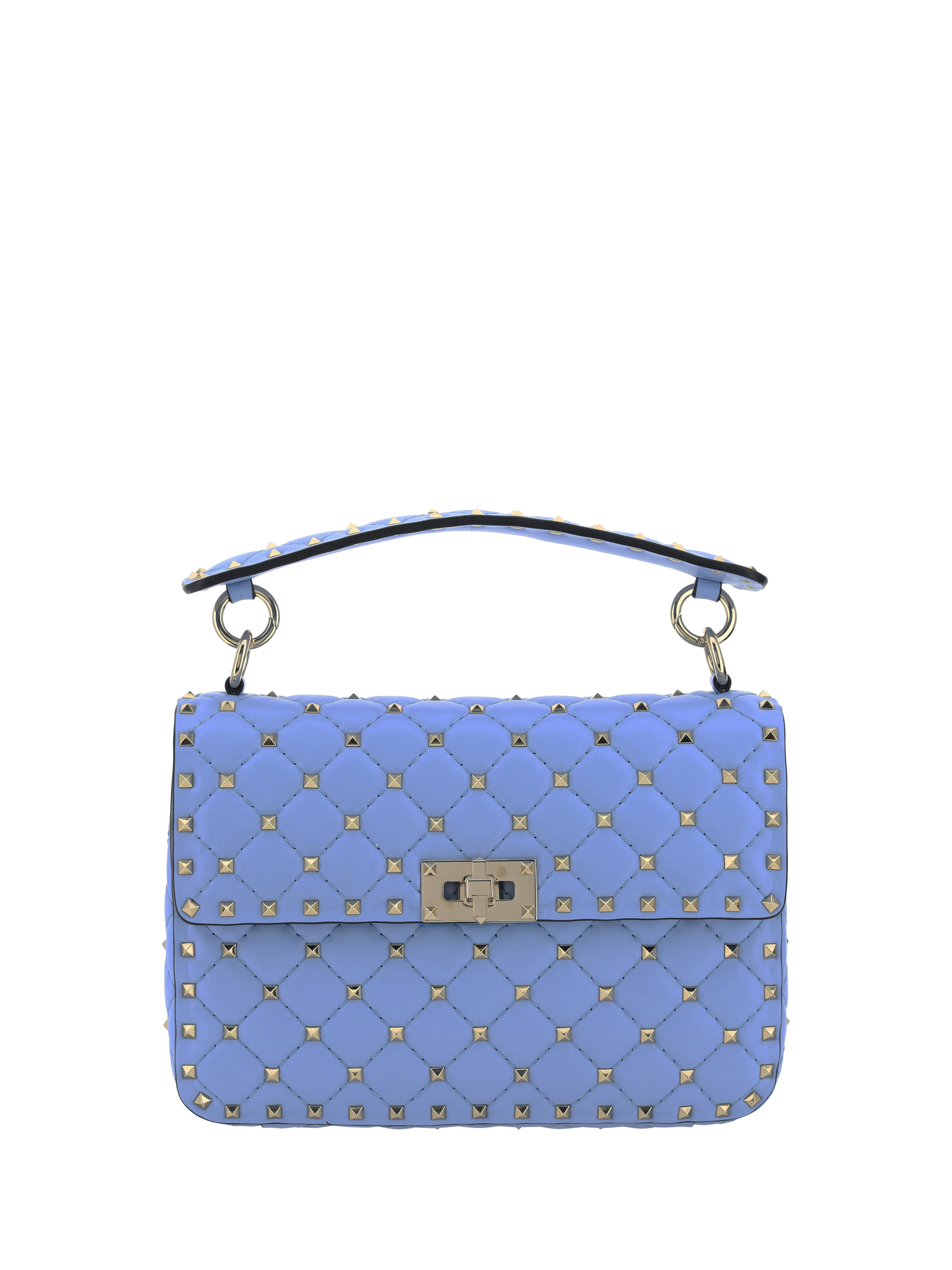 Shop Valentino Rockstud Spike Handbag In Popeline Blue