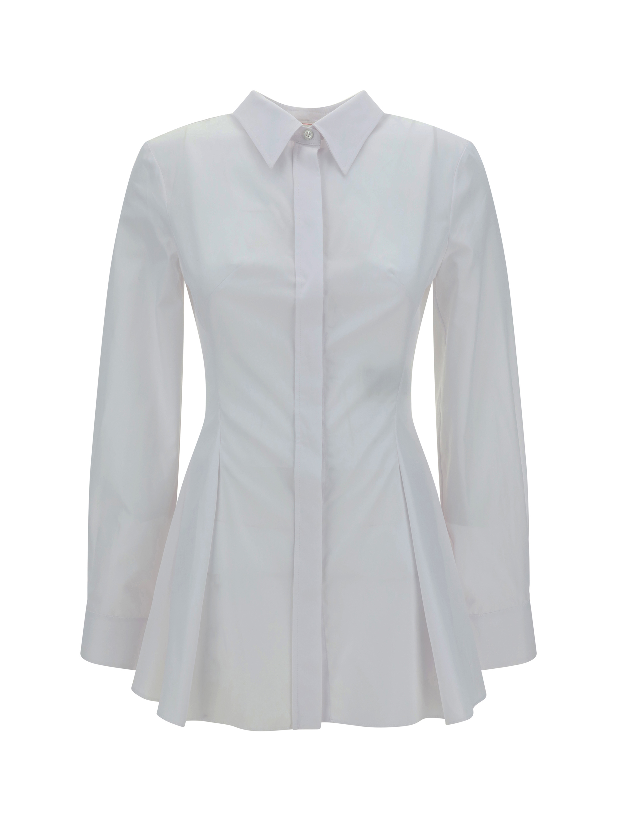 Shop Alexander Mcqueen Pleatd Peplum Shirt In Optical White