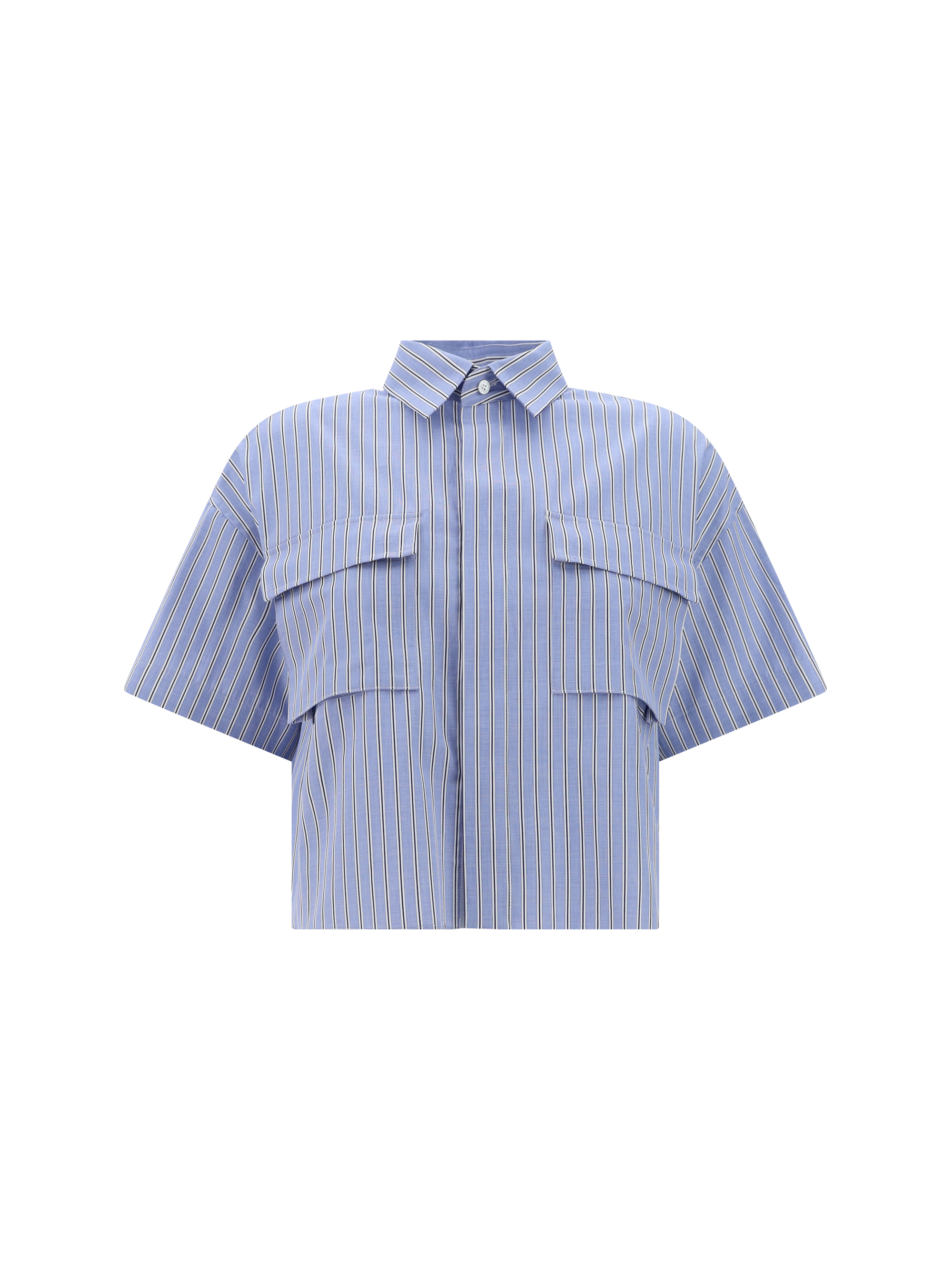 Shop Sacai Shirt In L/blue Stripe