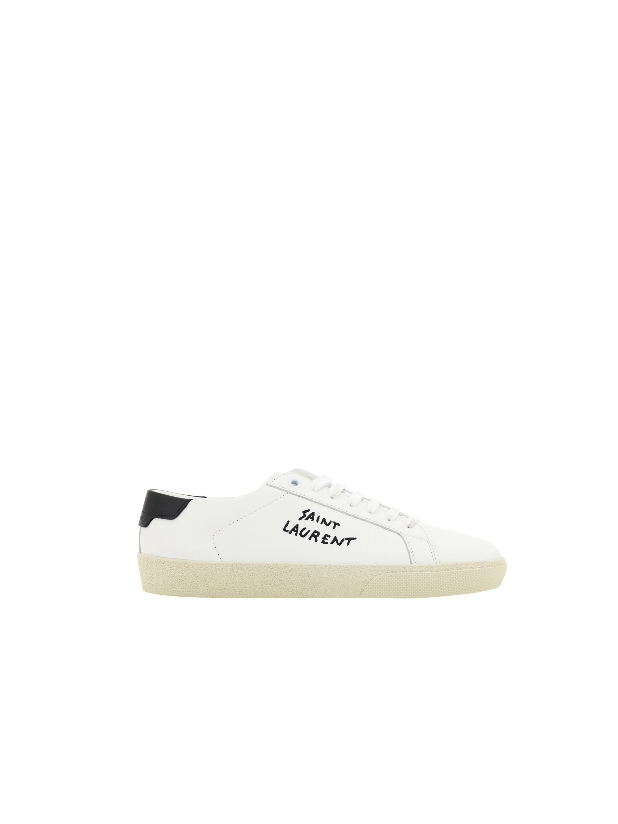Saint Laurent Low-top Sneakers With Round Toe And Contrast Heel In White