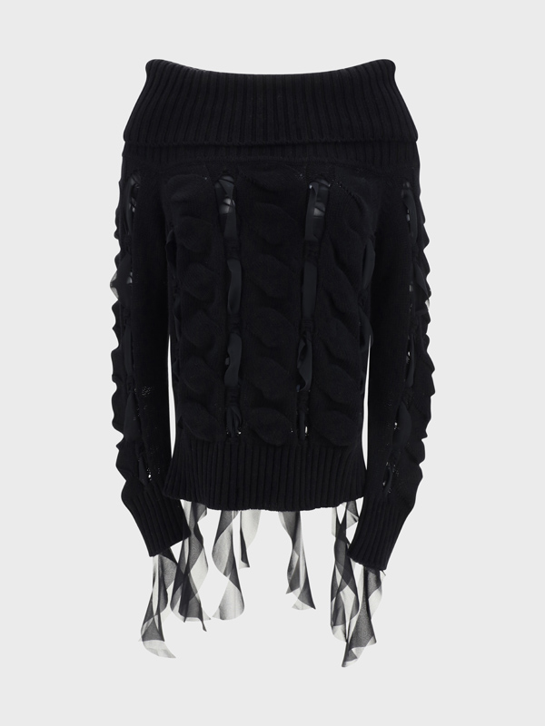Rouched Turtleneck Sweater