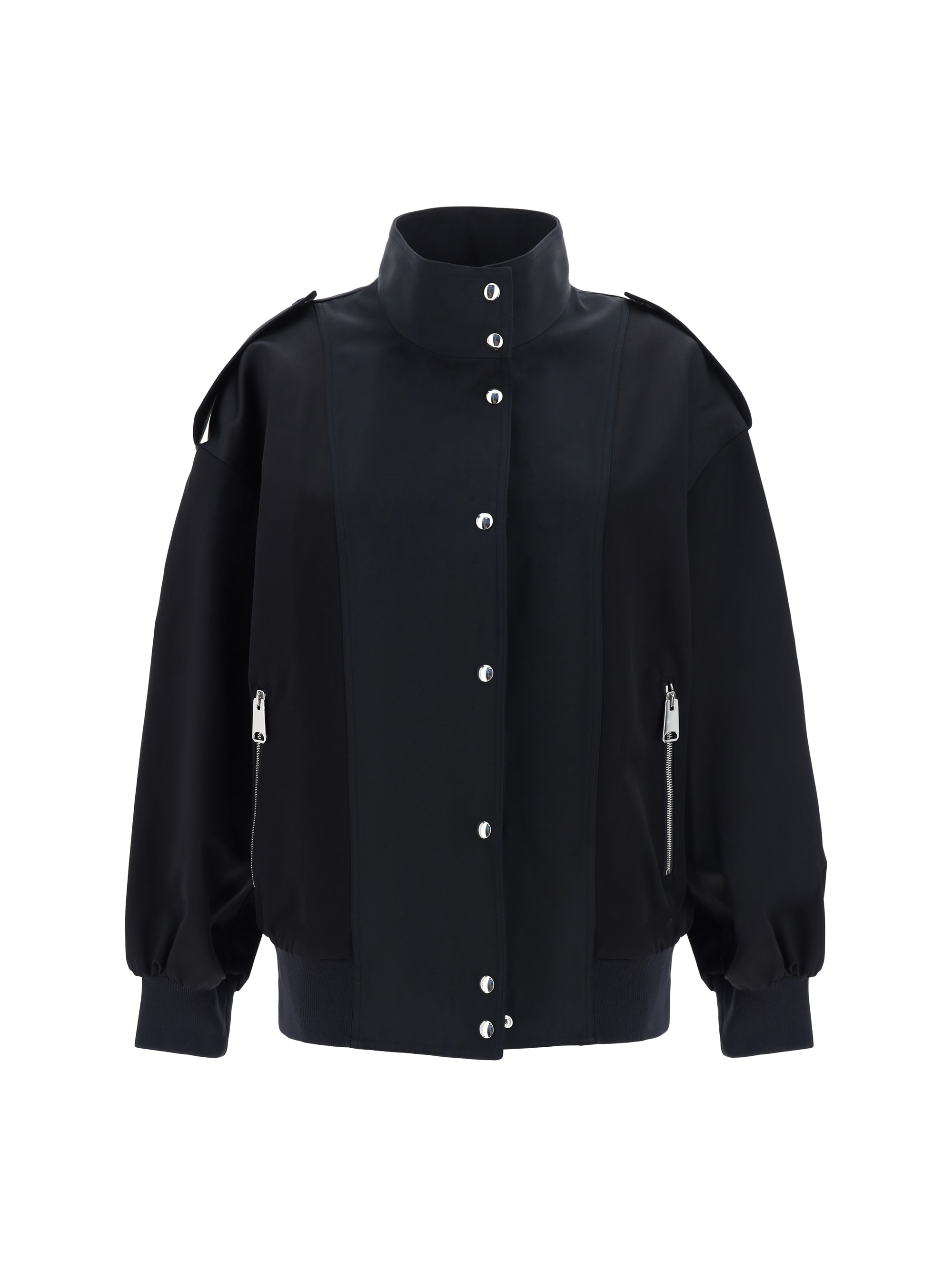 Khaite Farris Oversized Satin-paneled Cotton-blend Mikado Bomber Jacket In Black
