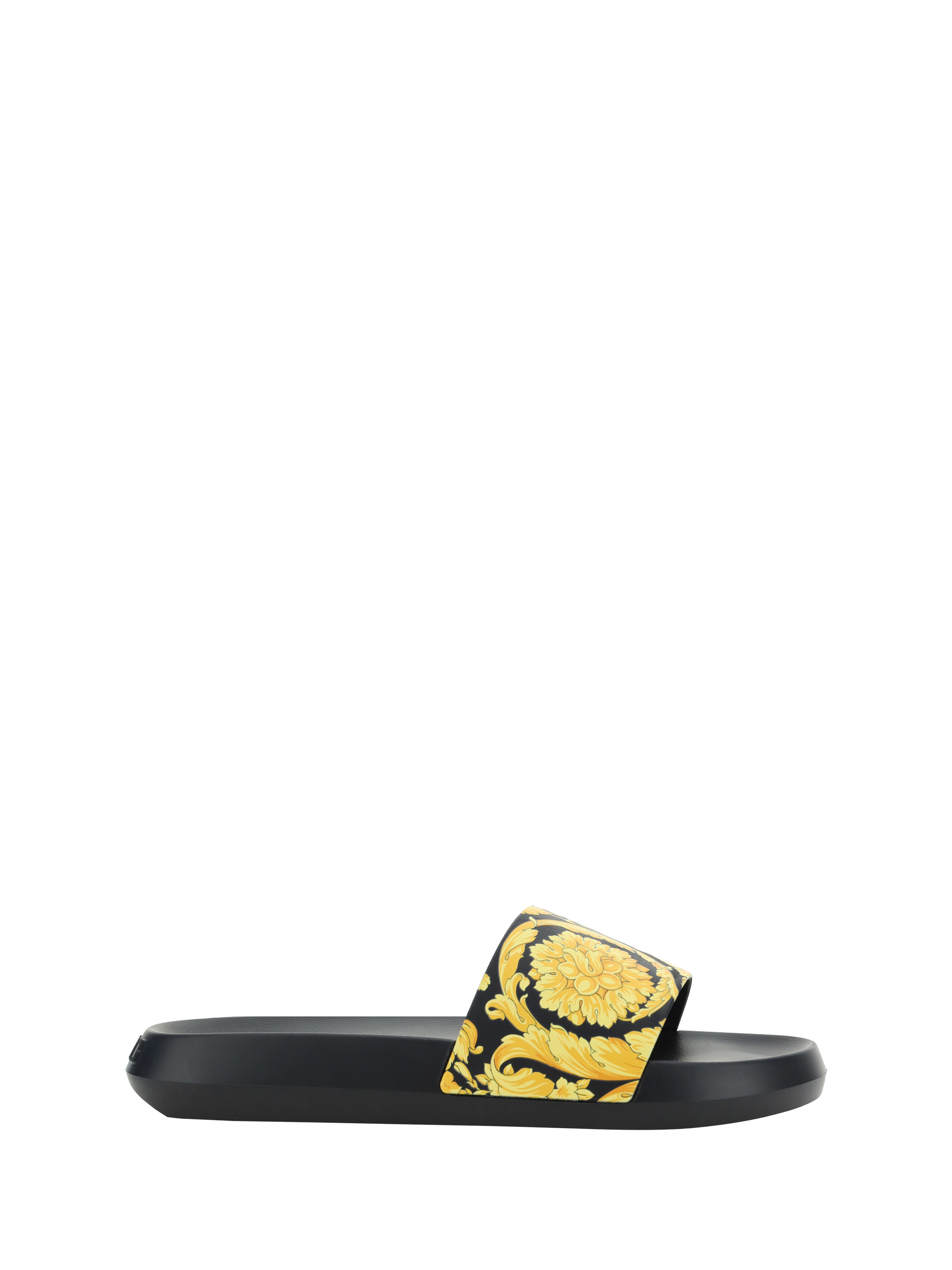 Shop Versace Sandals In Black/gold