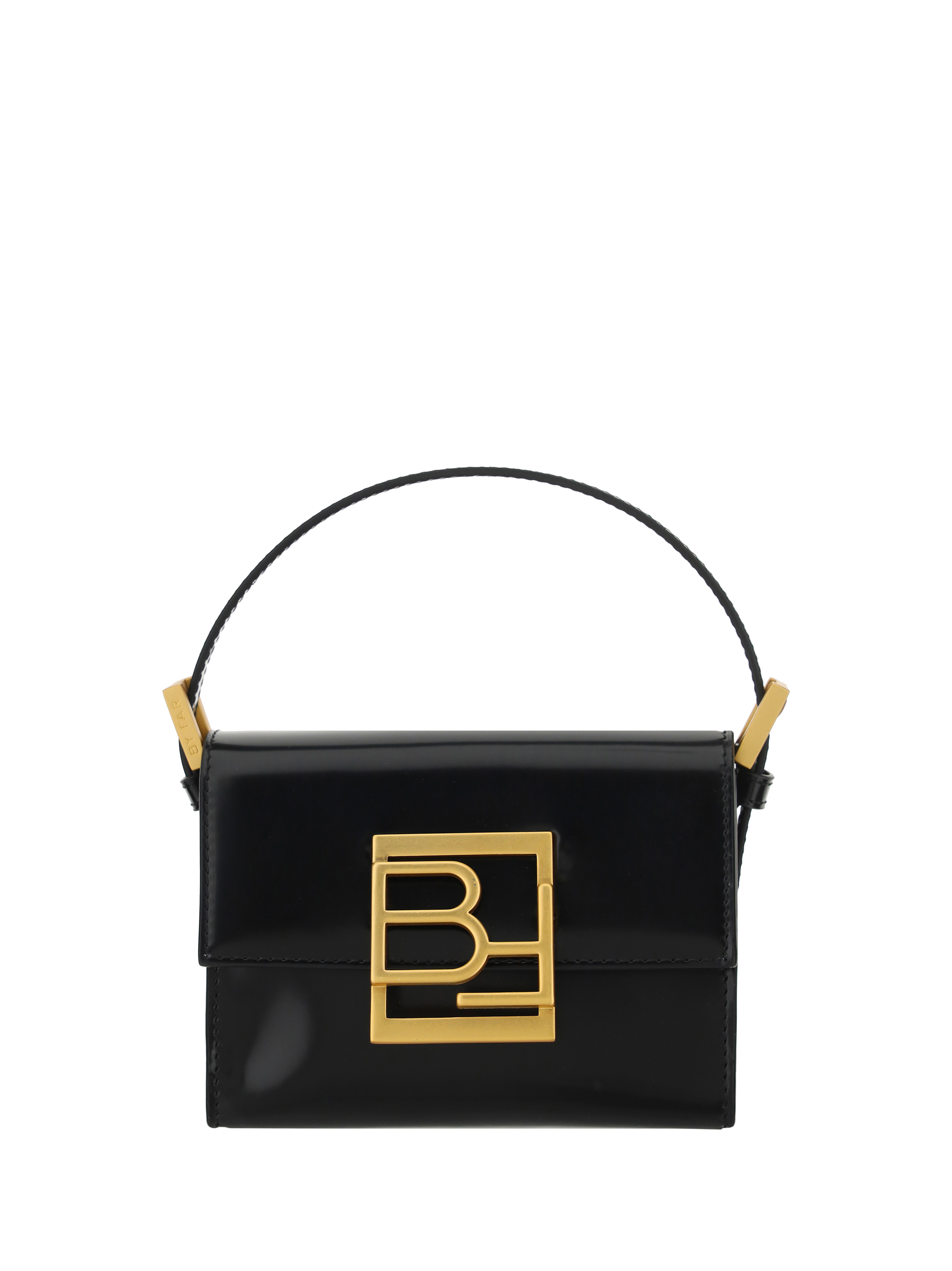 Black Patent Leather Fran Logo Plaque Tote Bag