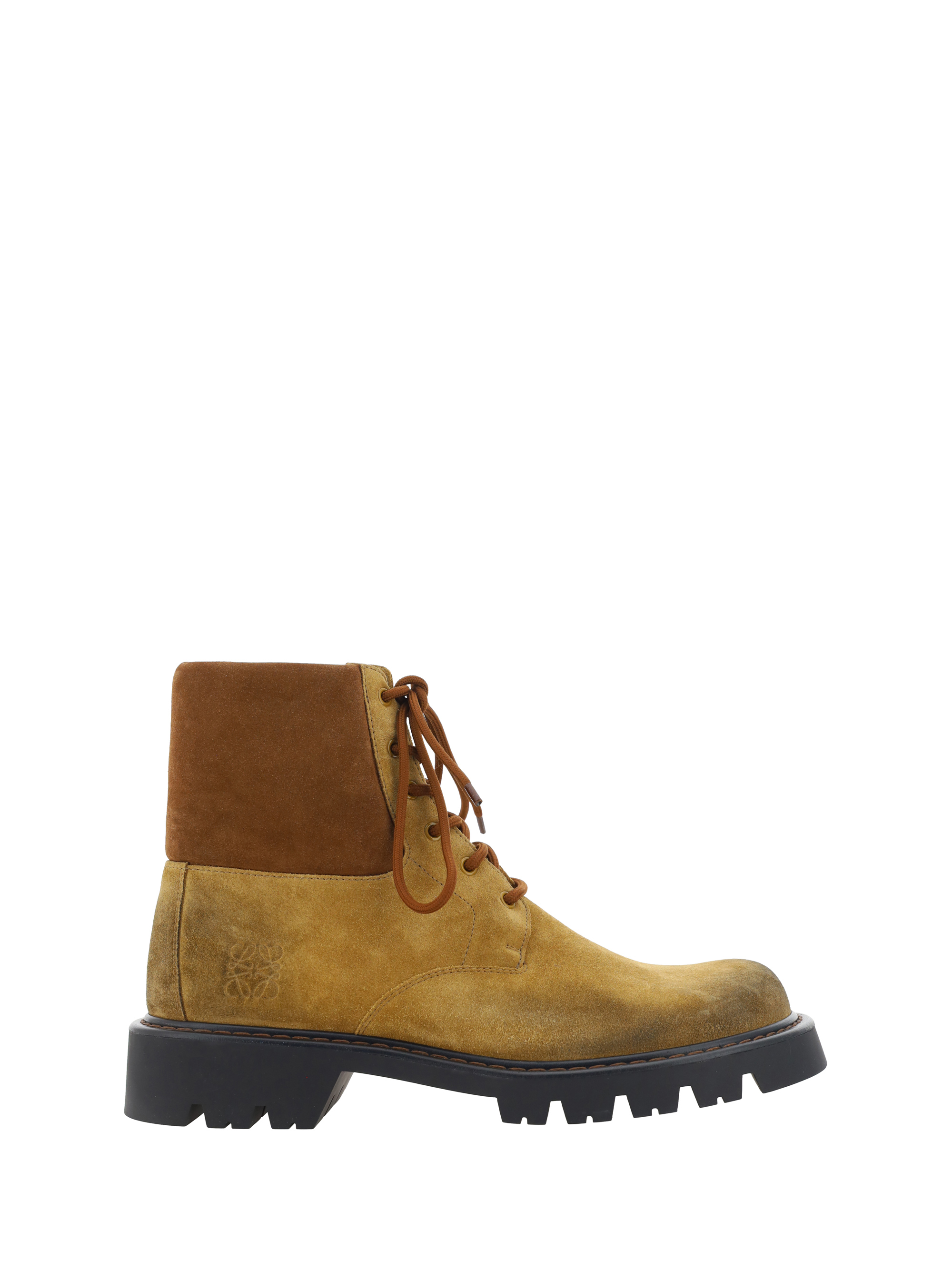 Shop Loewe Sierra Combat Ankle Boots In Medium Tabacco/brown