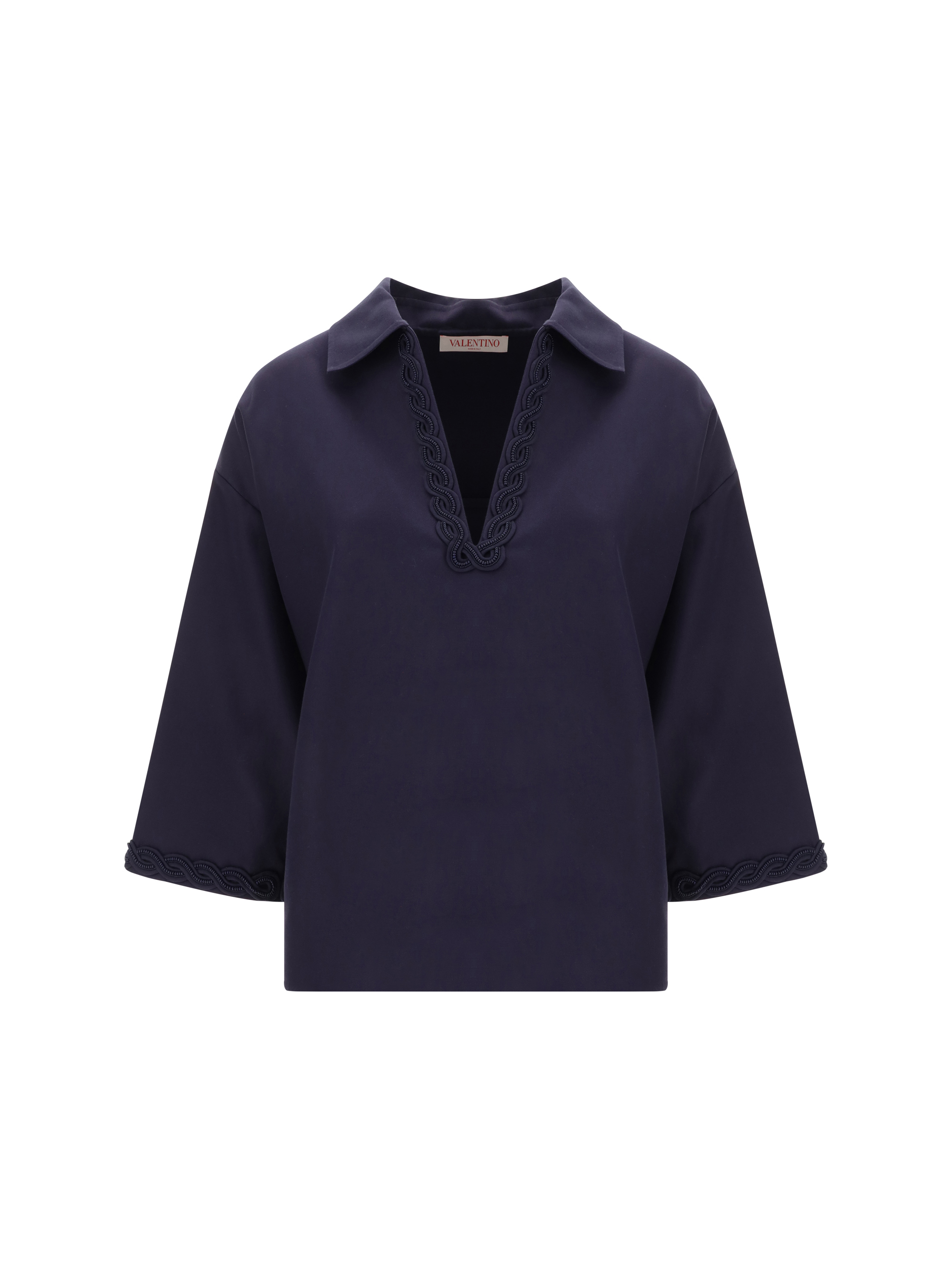 Shop Valentino Pap Blouse In Navy