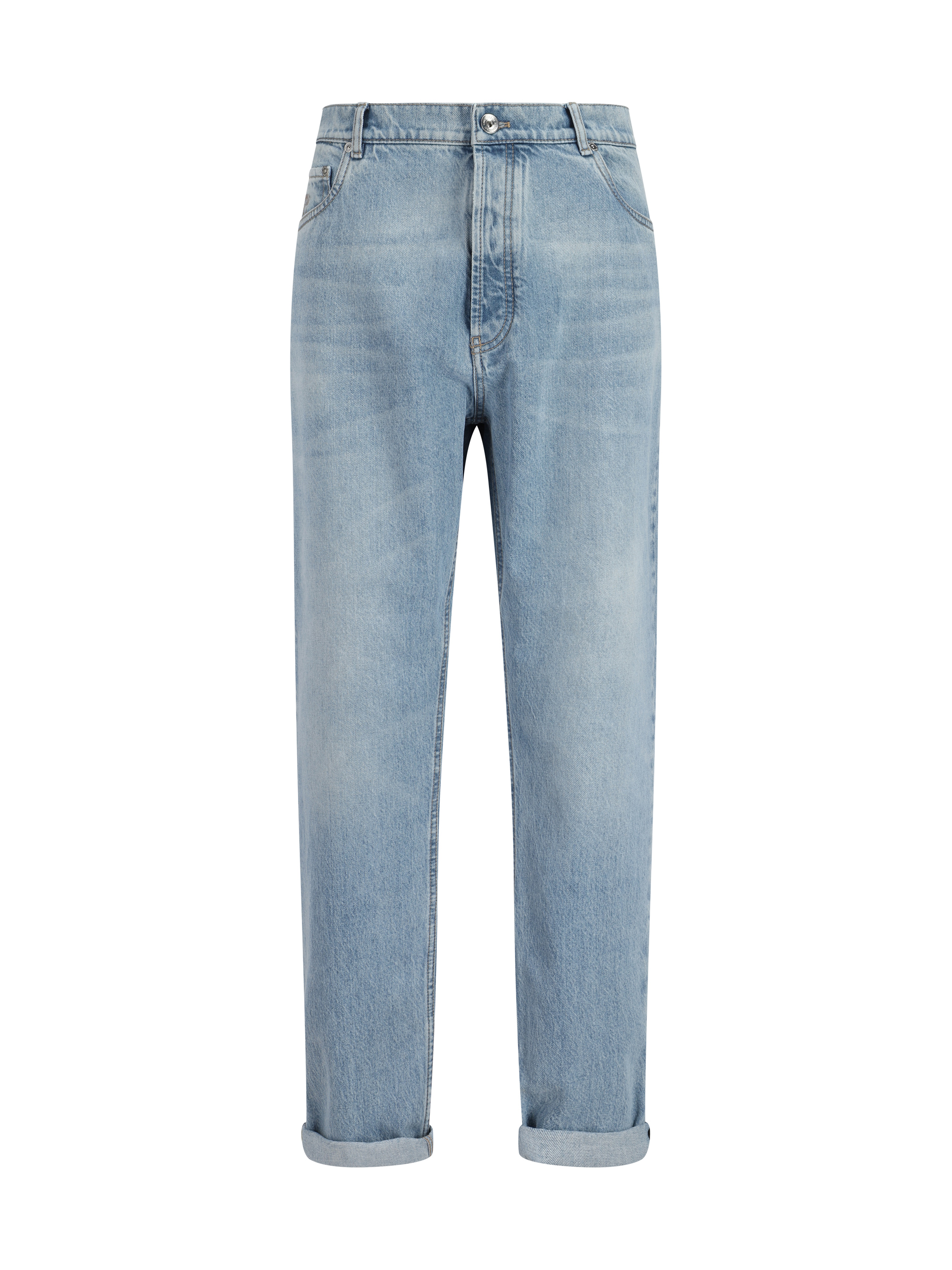 Shop Brunello Cucinelli Jeans In Denim Chiaro Old