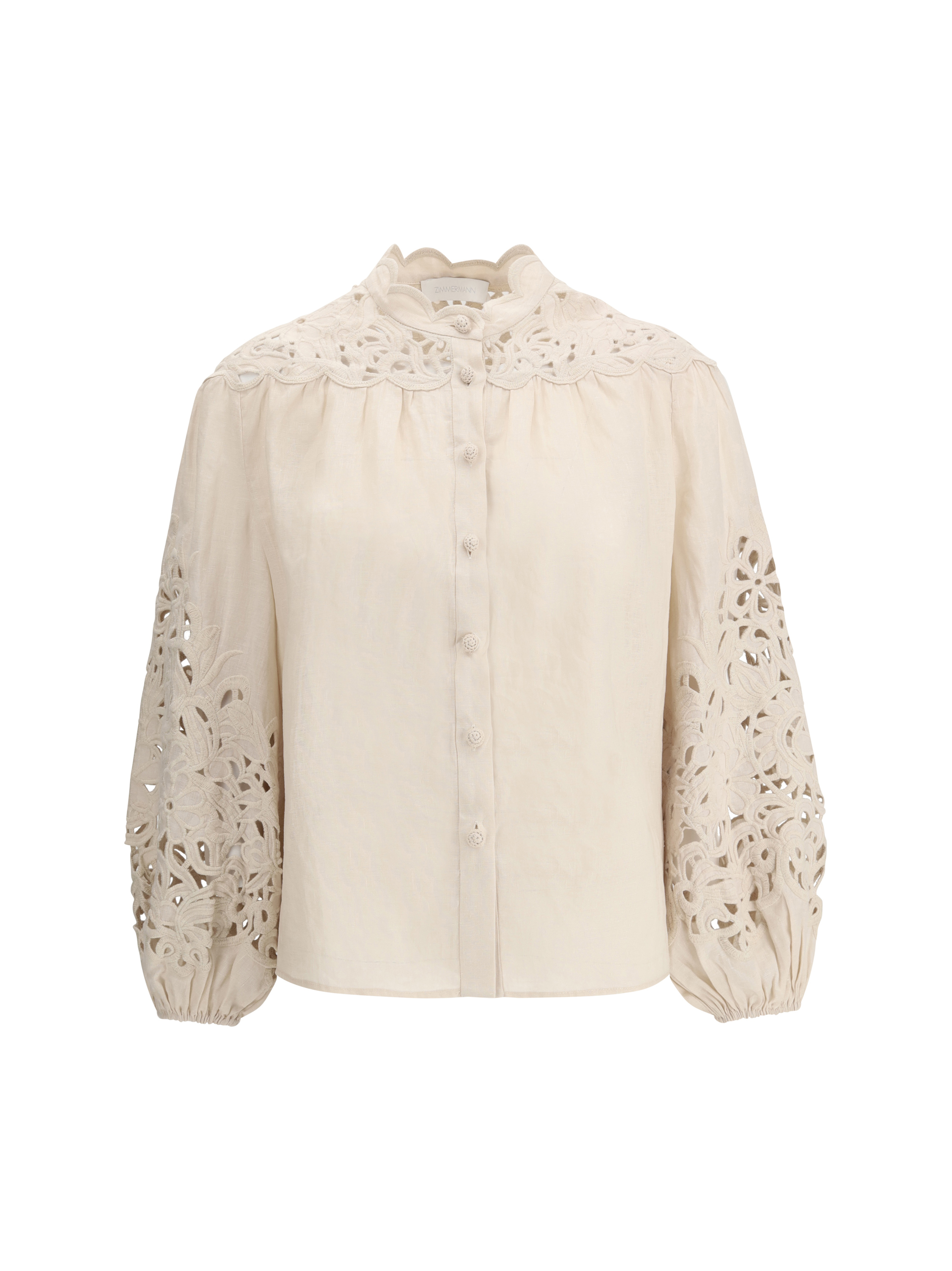 Shop Zimmermann Wylie Embroidered Blouse In Cream