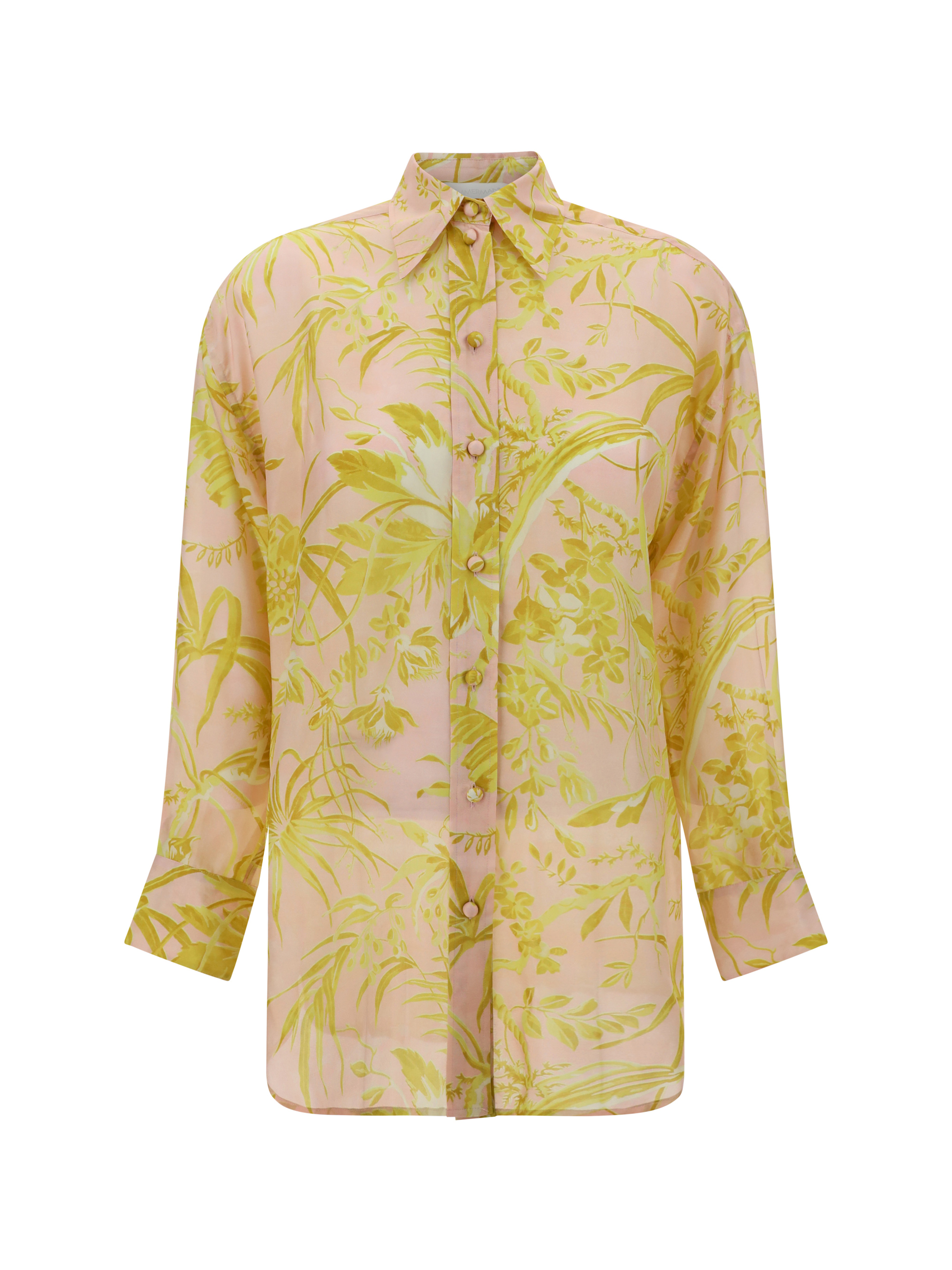 Shop Zimmermann Golden Relaxed Shirt In Pink/gold Floral