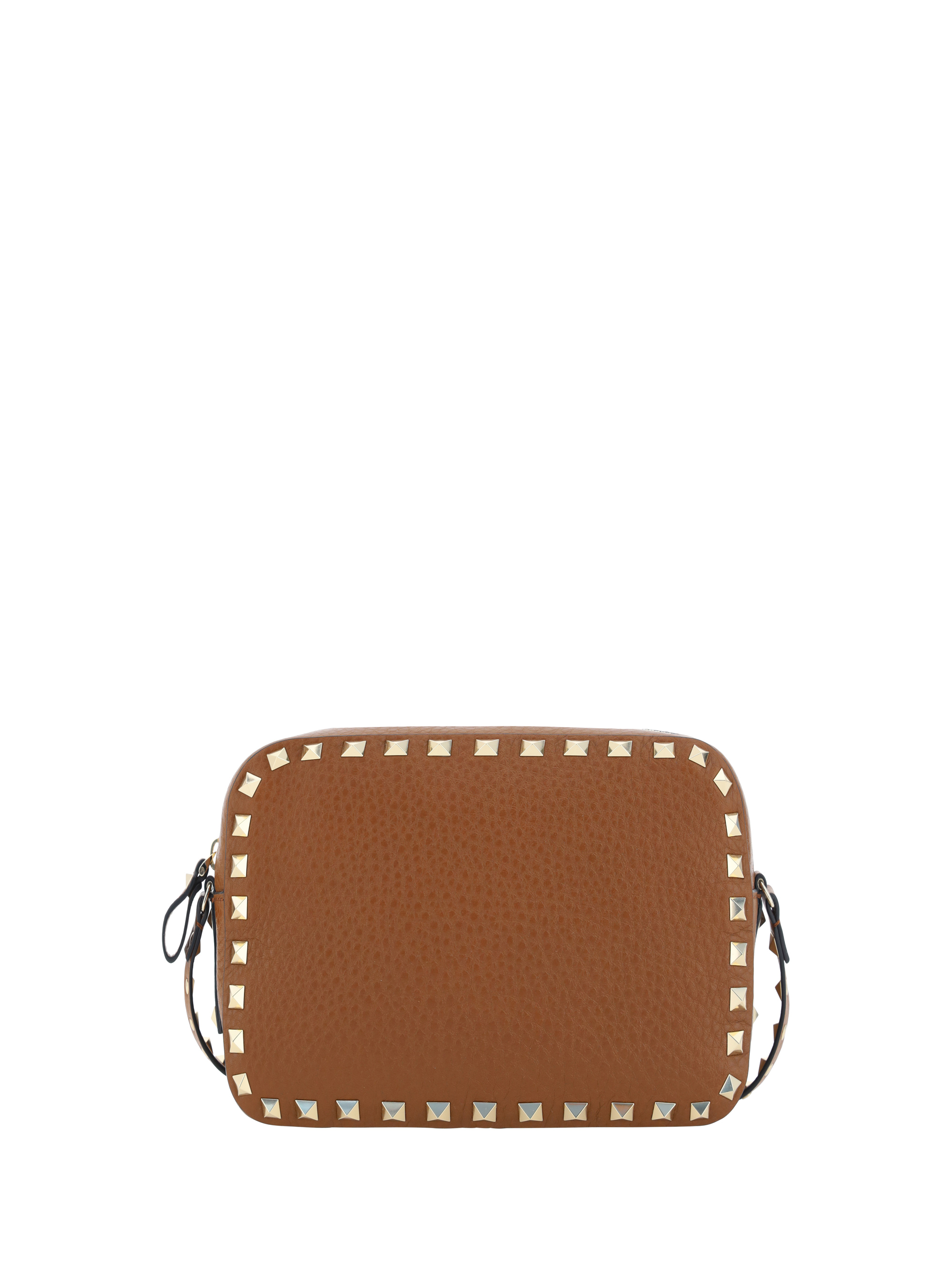 Shop Valentino Rockstud Shoulder Bag In Tobacco