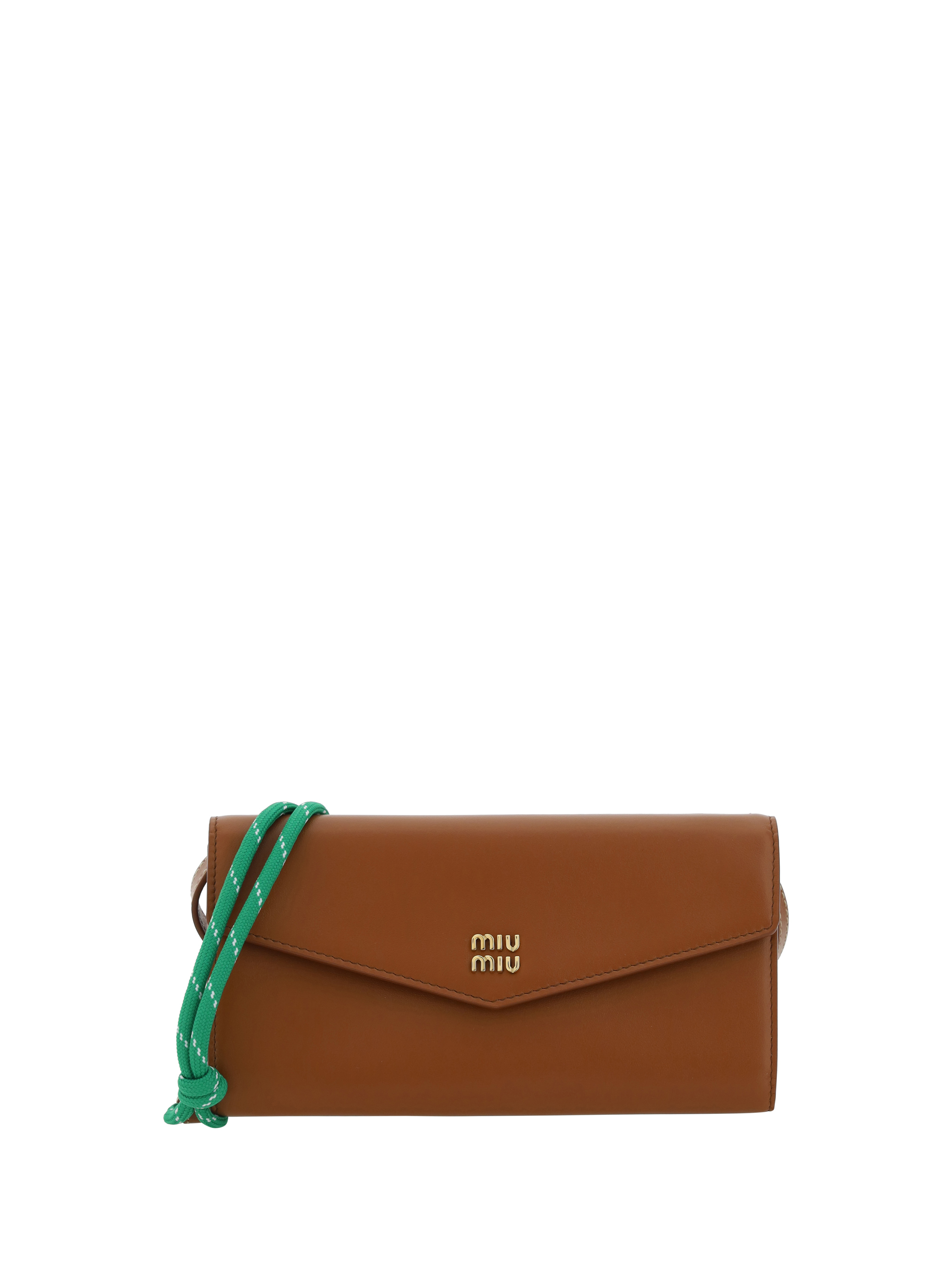 Miu Miu Shoulder Wallet In Cognac+smeraldo