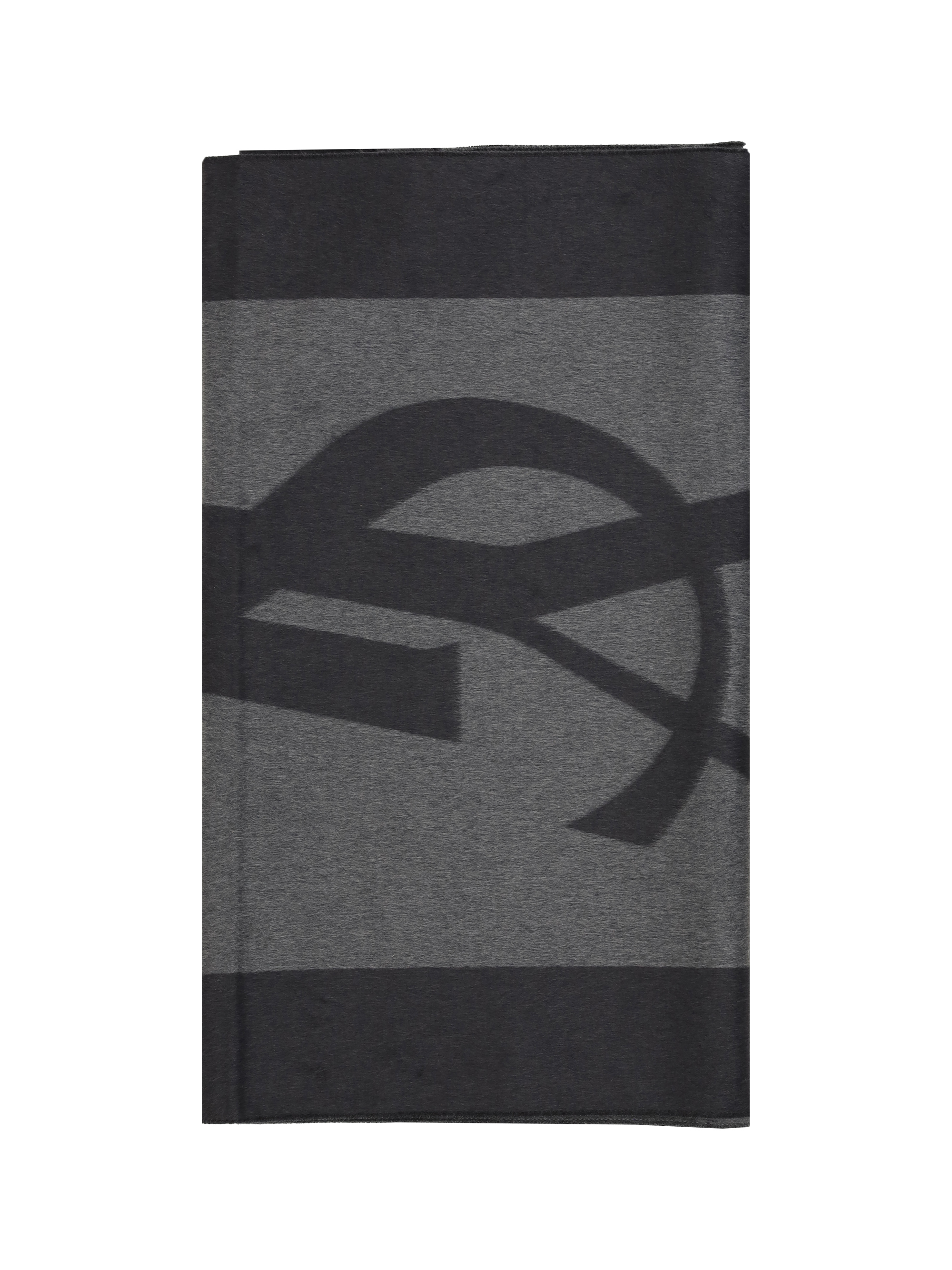 Saint Laurent Cassandre Scarf In Graphite/dark Grey