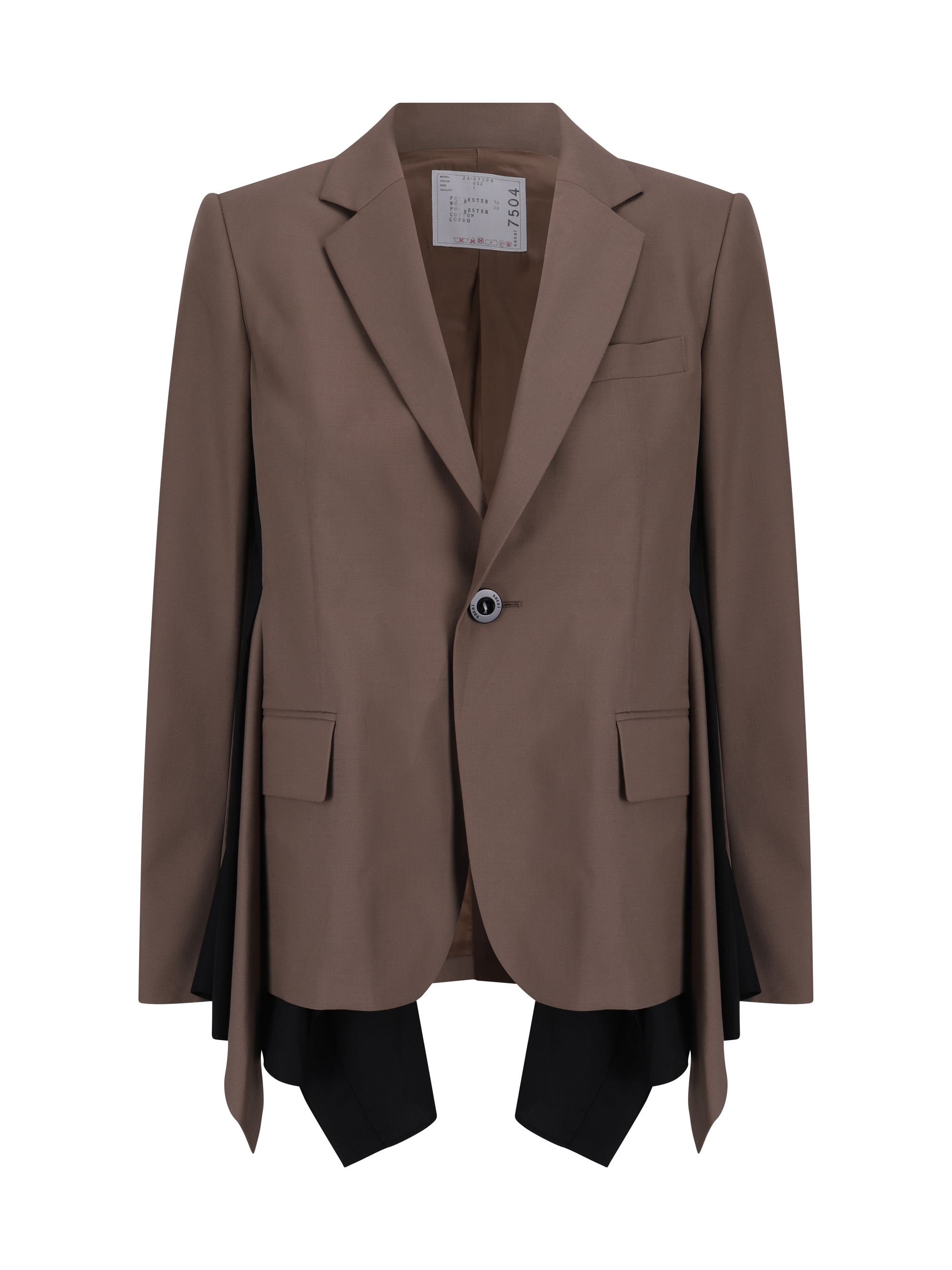 Shop Sacai Blazer Jacket In Beige×black