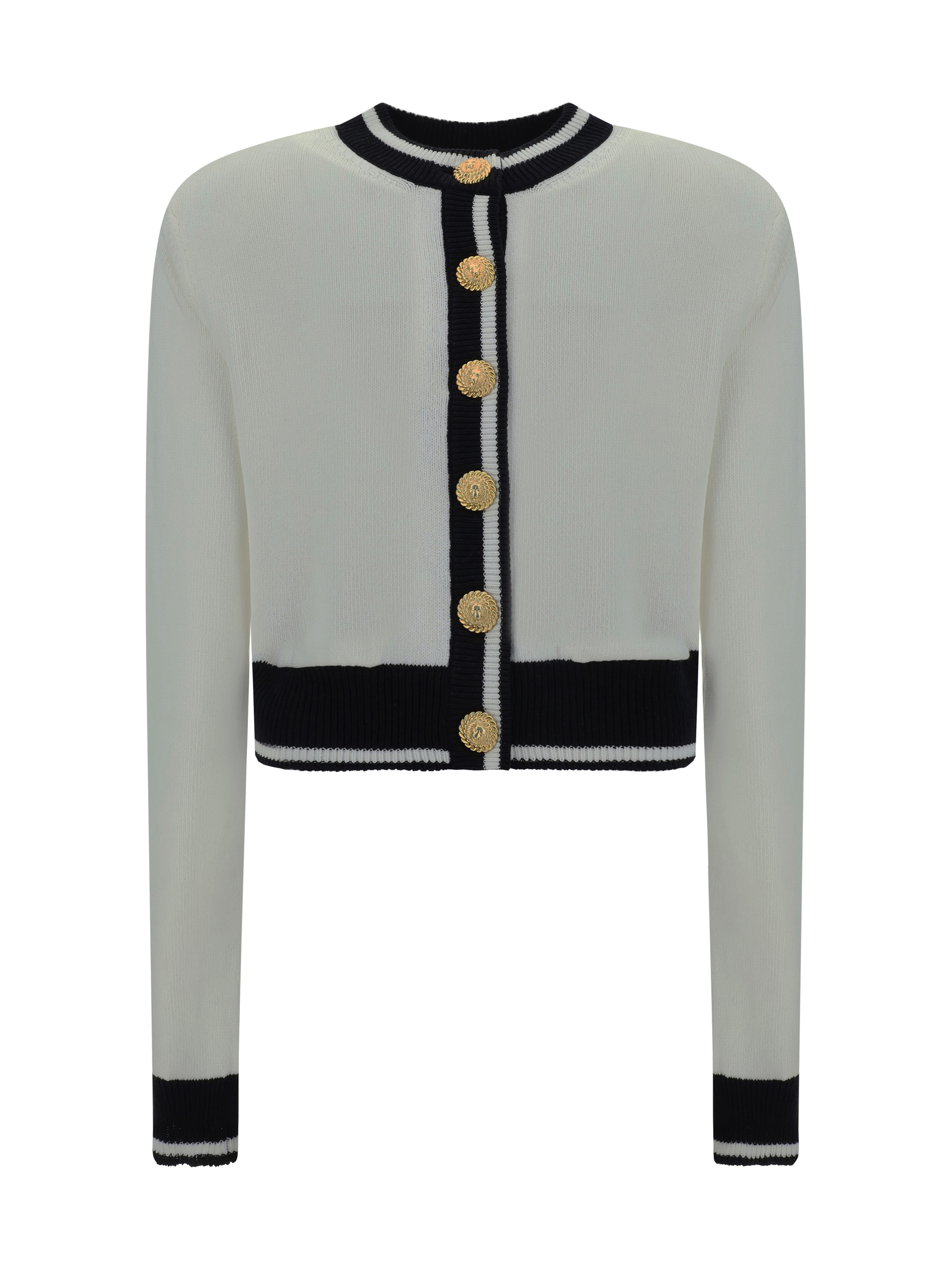 Balmain Cardigan In Blanc/noir