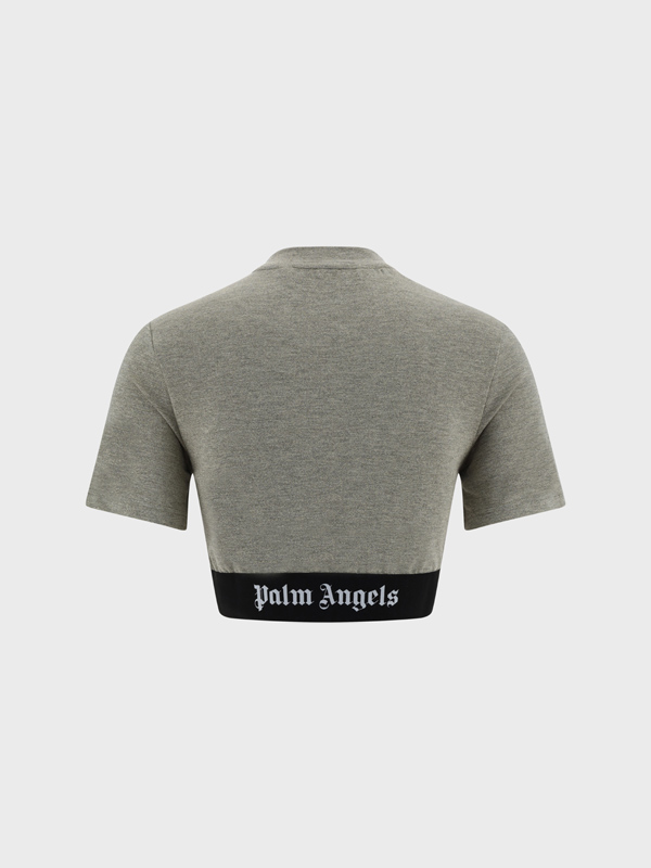 Palm Angels Star Logo Cropped T-shirt In Black