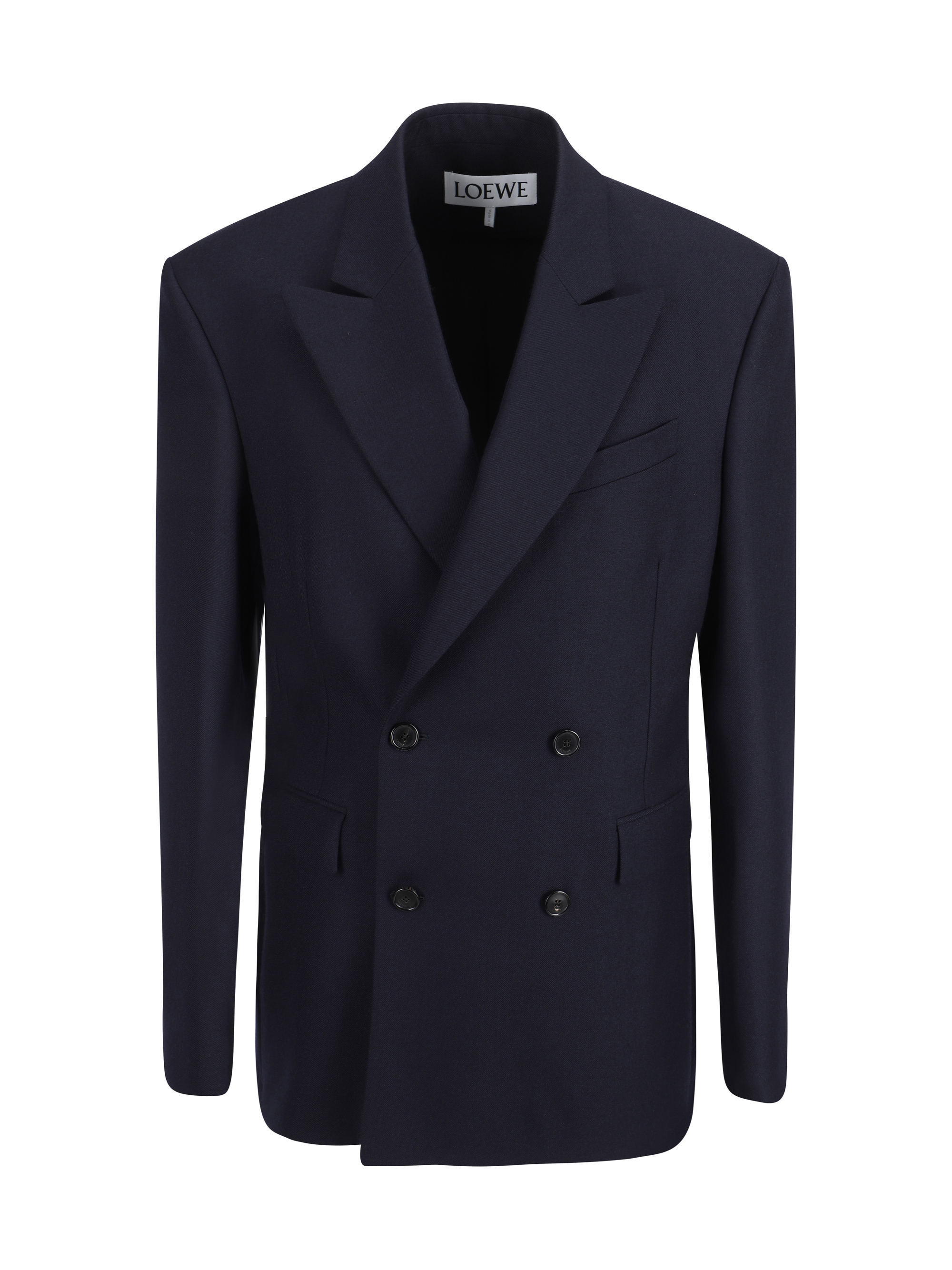 Shop Loewe Blazer Jacket In Navy Melange