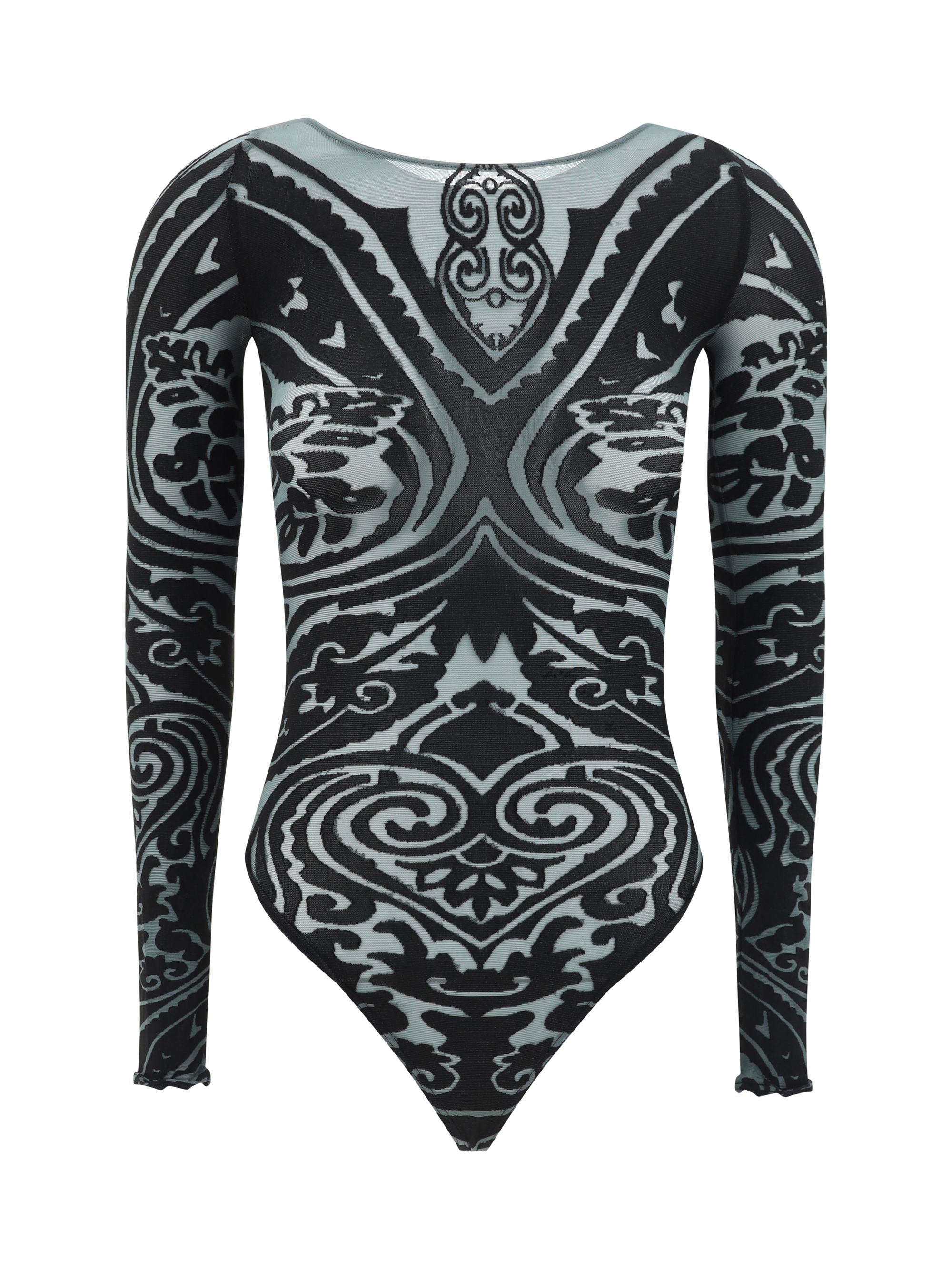 Shop Wolford Etro X  Tattoo Bodysuit In Grey/black