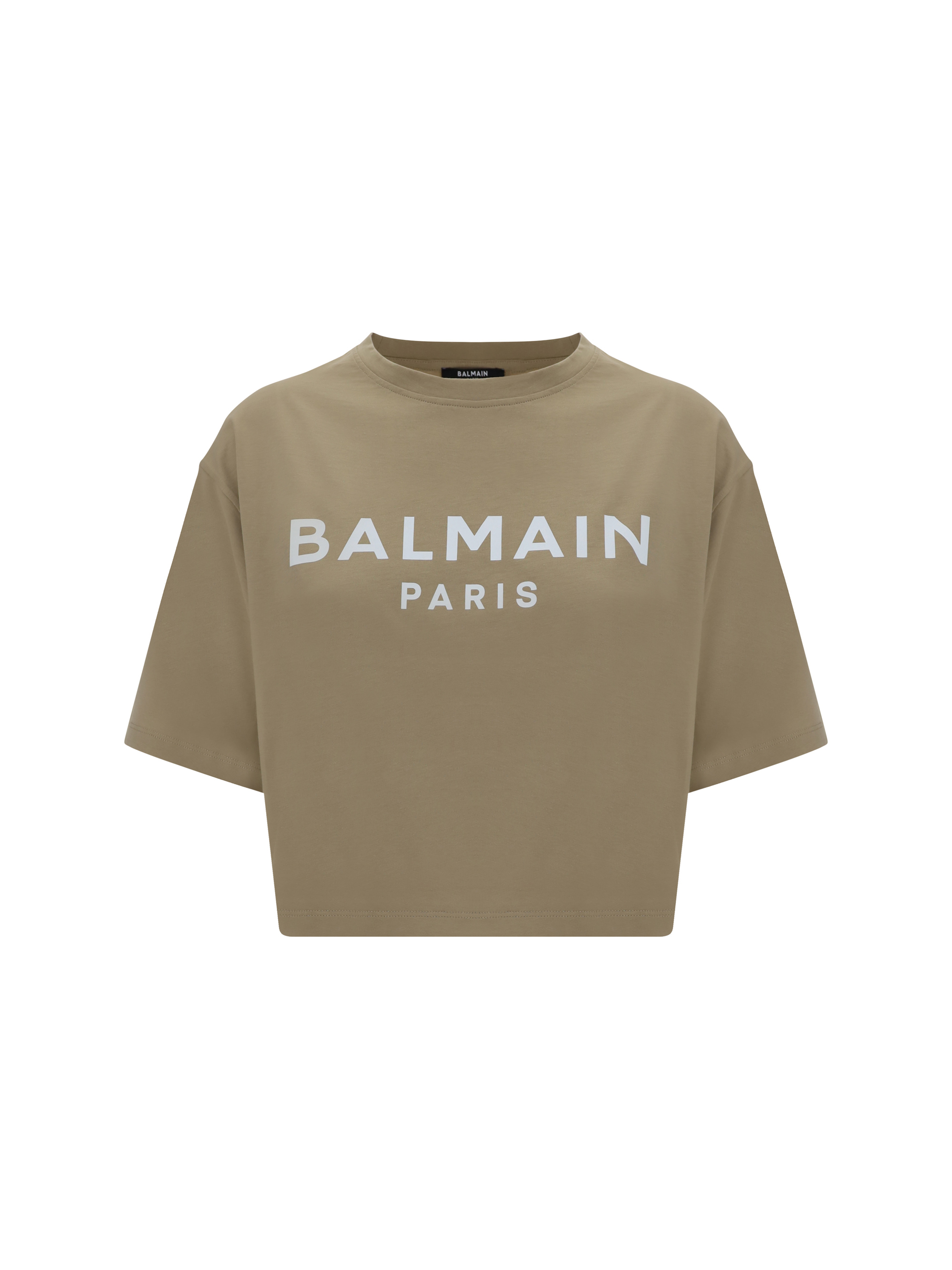 Shop Balmain T-shirt In Beige/blanc