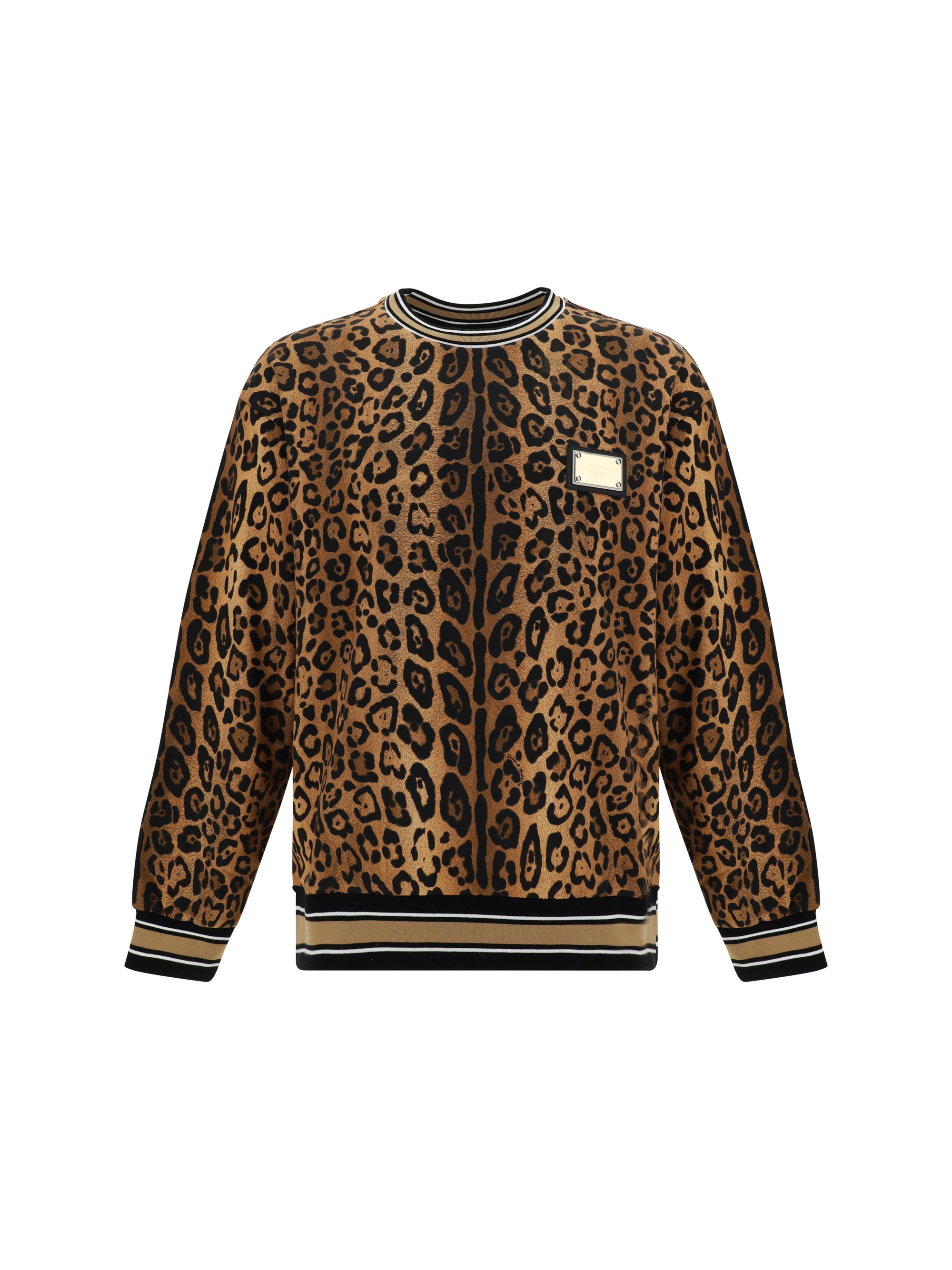 Shop Dolce & Gabbana Sweatshirt In Leo Ingrand Marrone