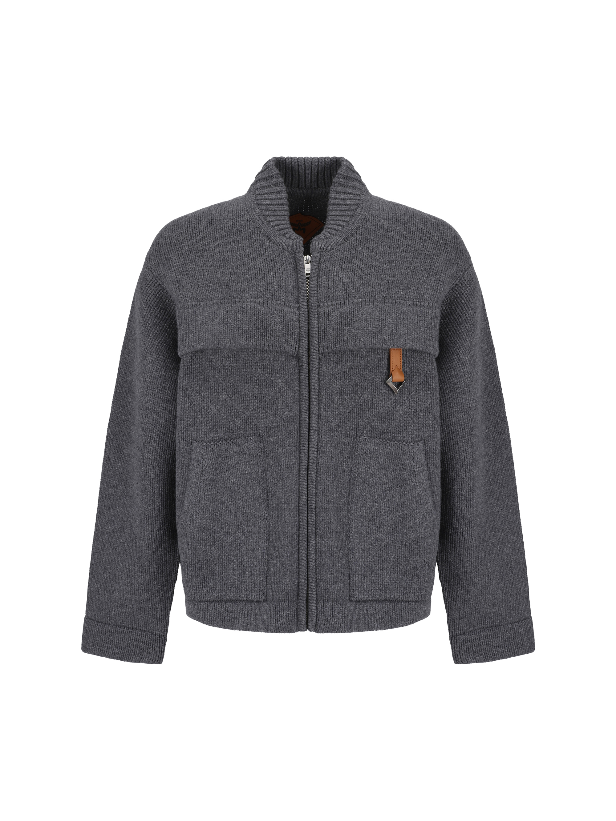 Shop Mcm Collection Cardigan In Dark Grey