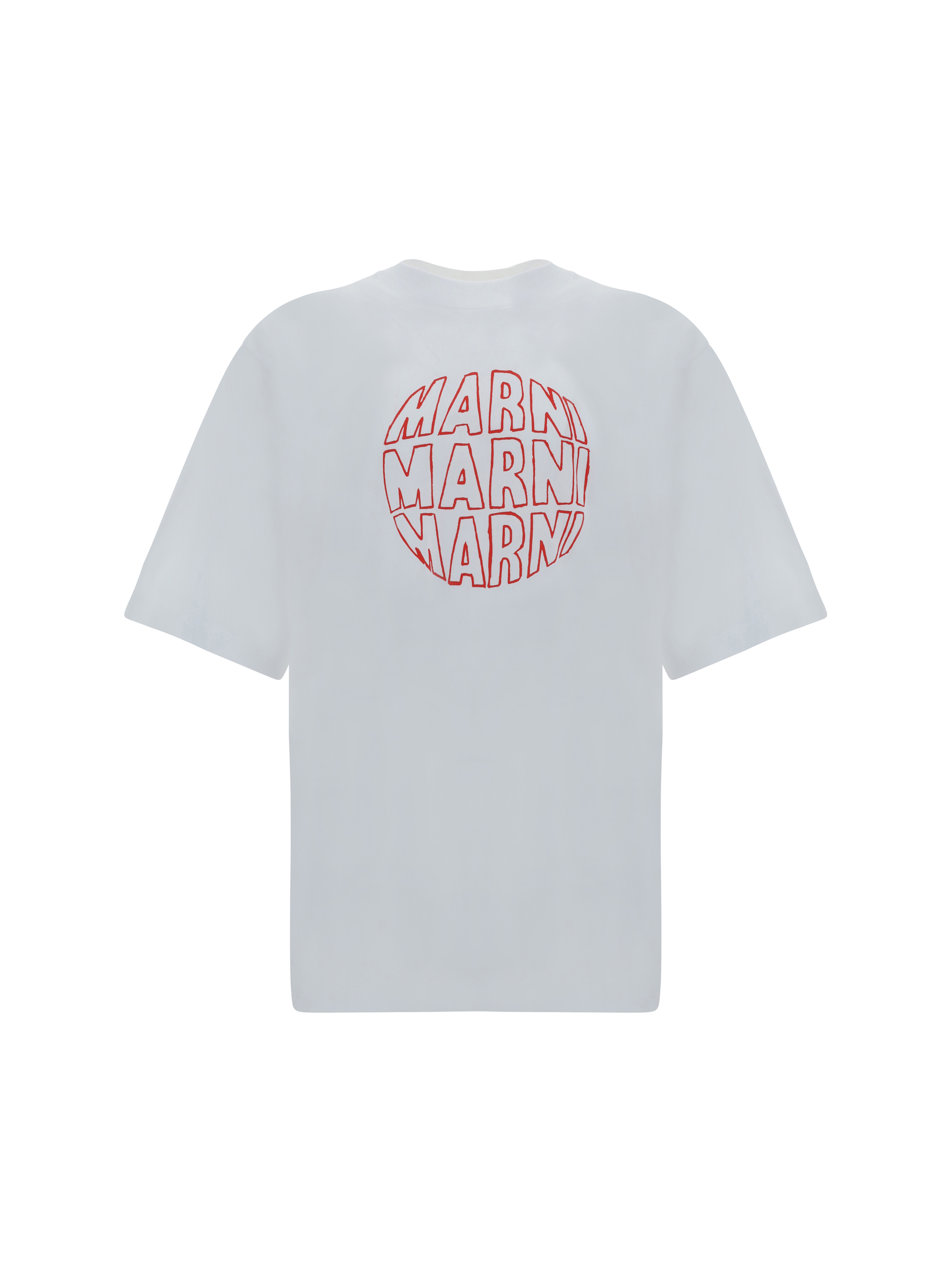 Marni Logo-print Cotton T-shirt In White,red