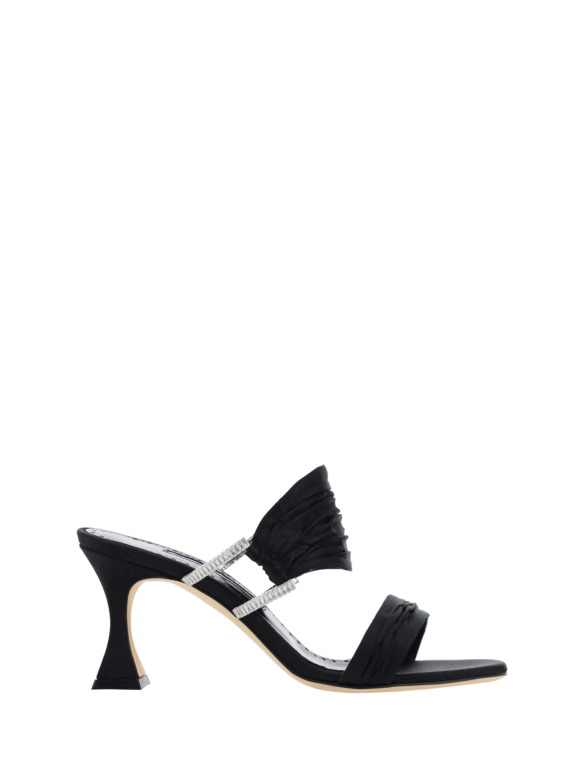 Manolo Blahnik Chinap 70 Satin Mules In Blck