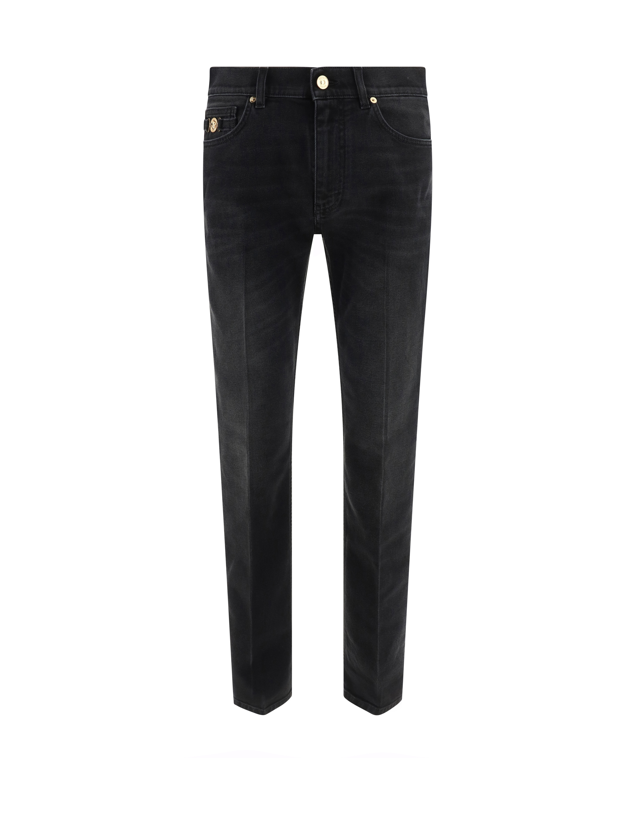 Versace Trousers In Faded Washed Black