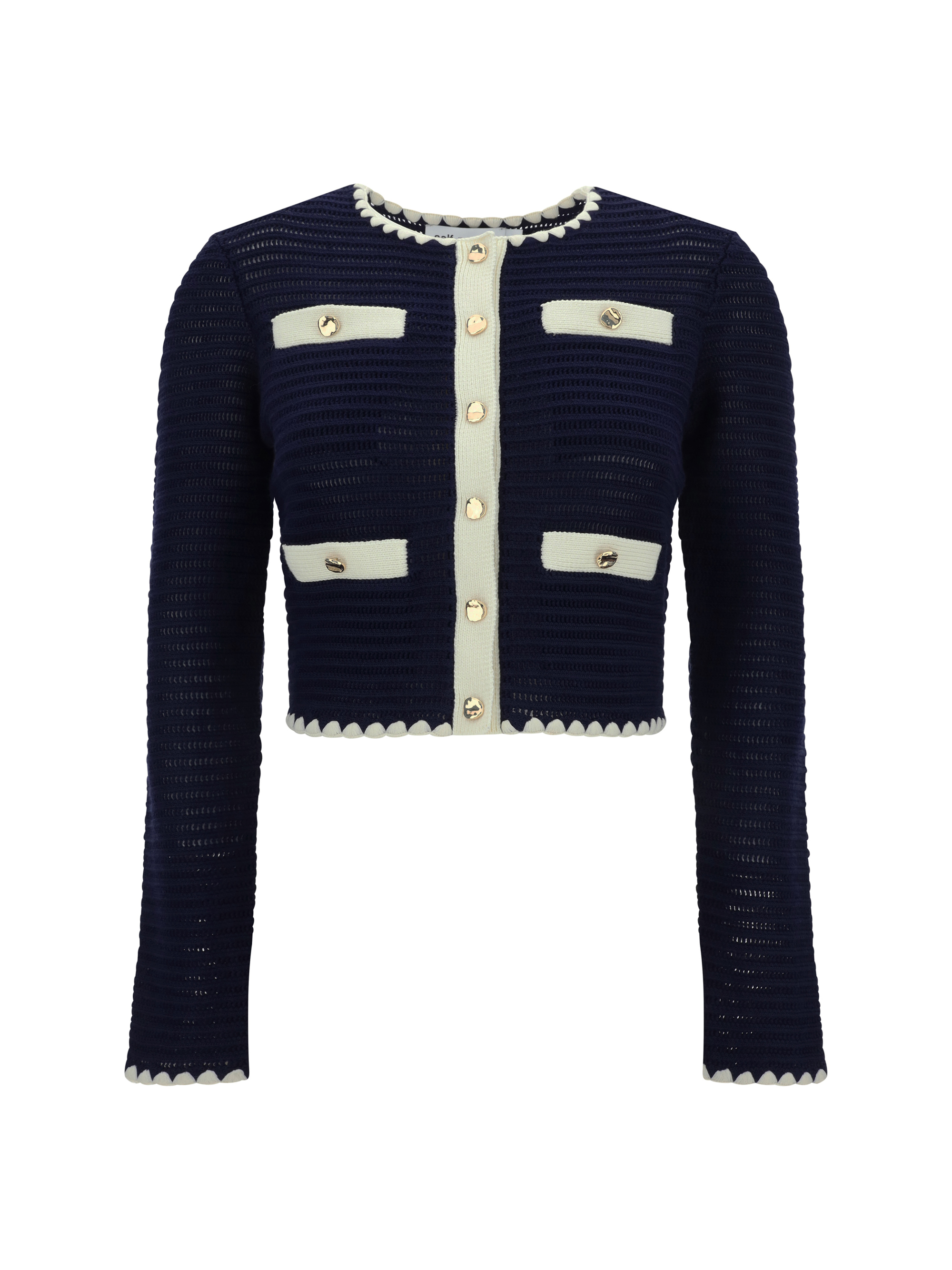 Shop Self-portrait Cardigan In Navy