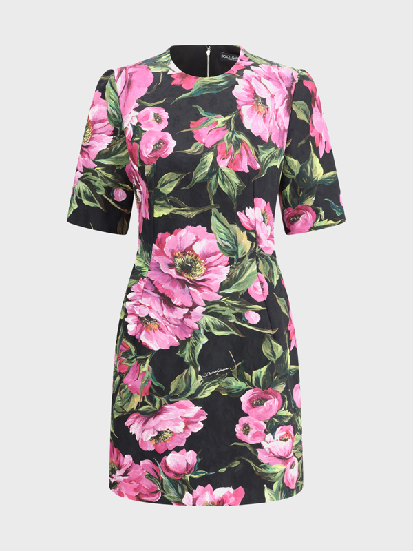 Peony print mini Dress