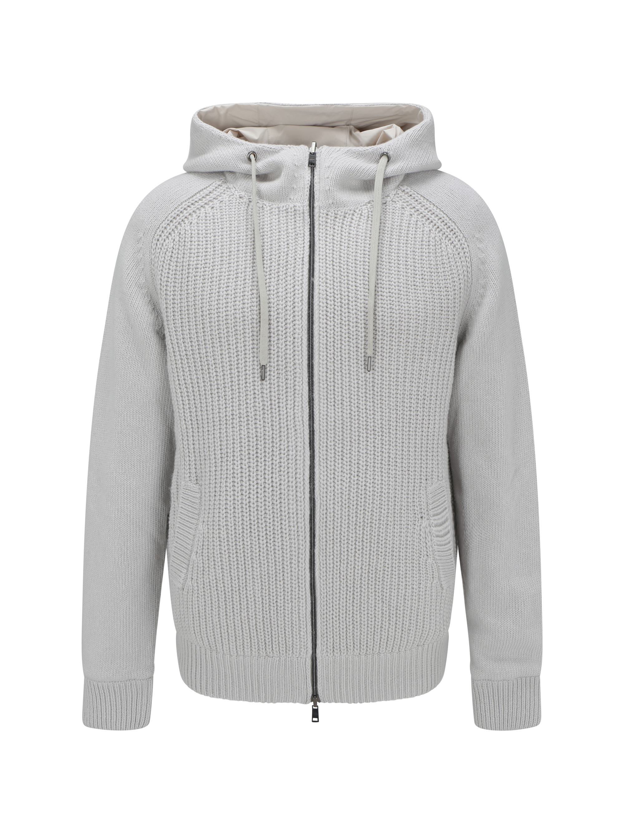 Herno Resort Cardigan In Stocking-stitched Carded Wool In Ghiaccio