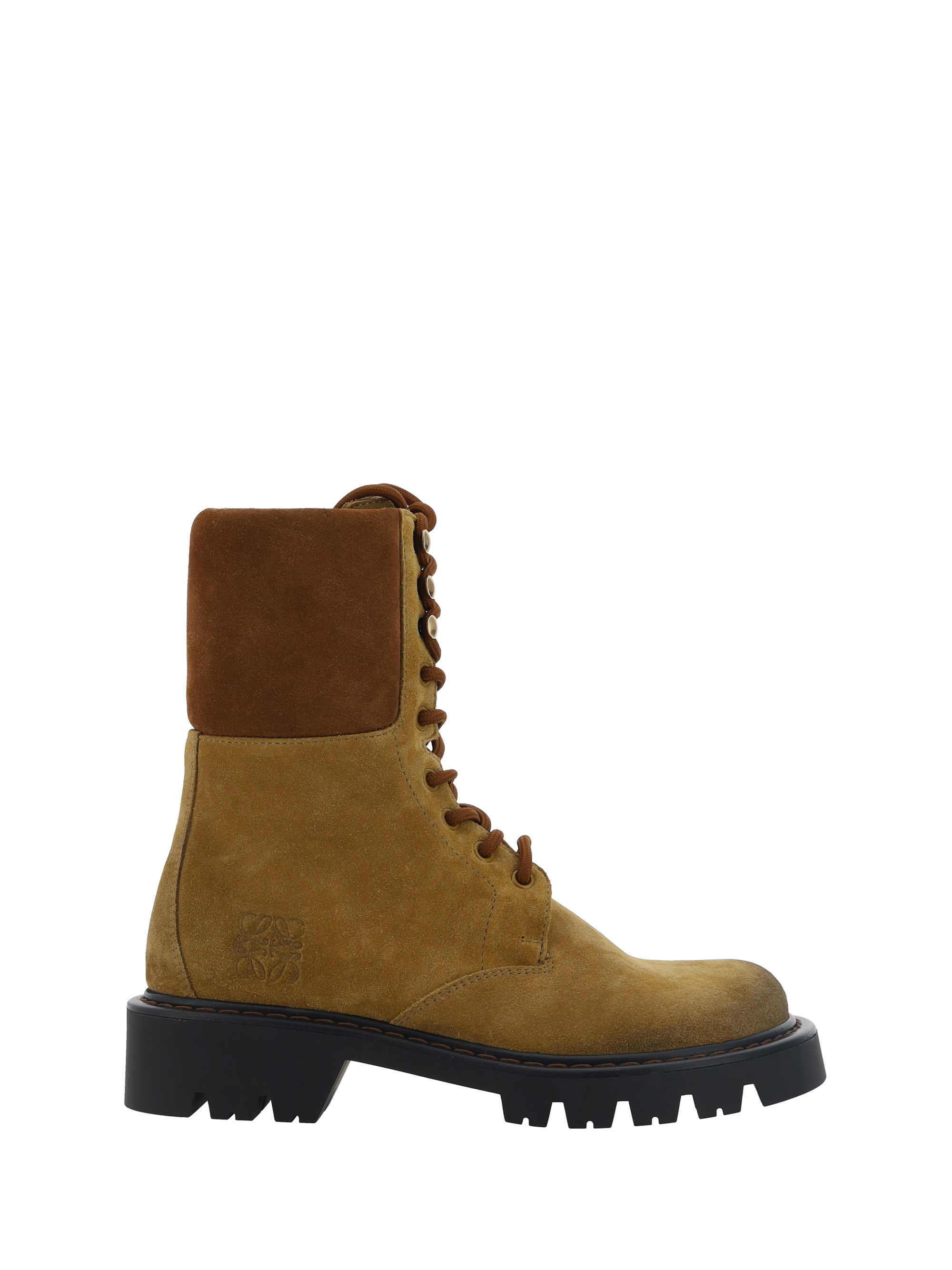 Shop Loewe Sierra Combat Ankle Boots In Medium Tabacco/brown