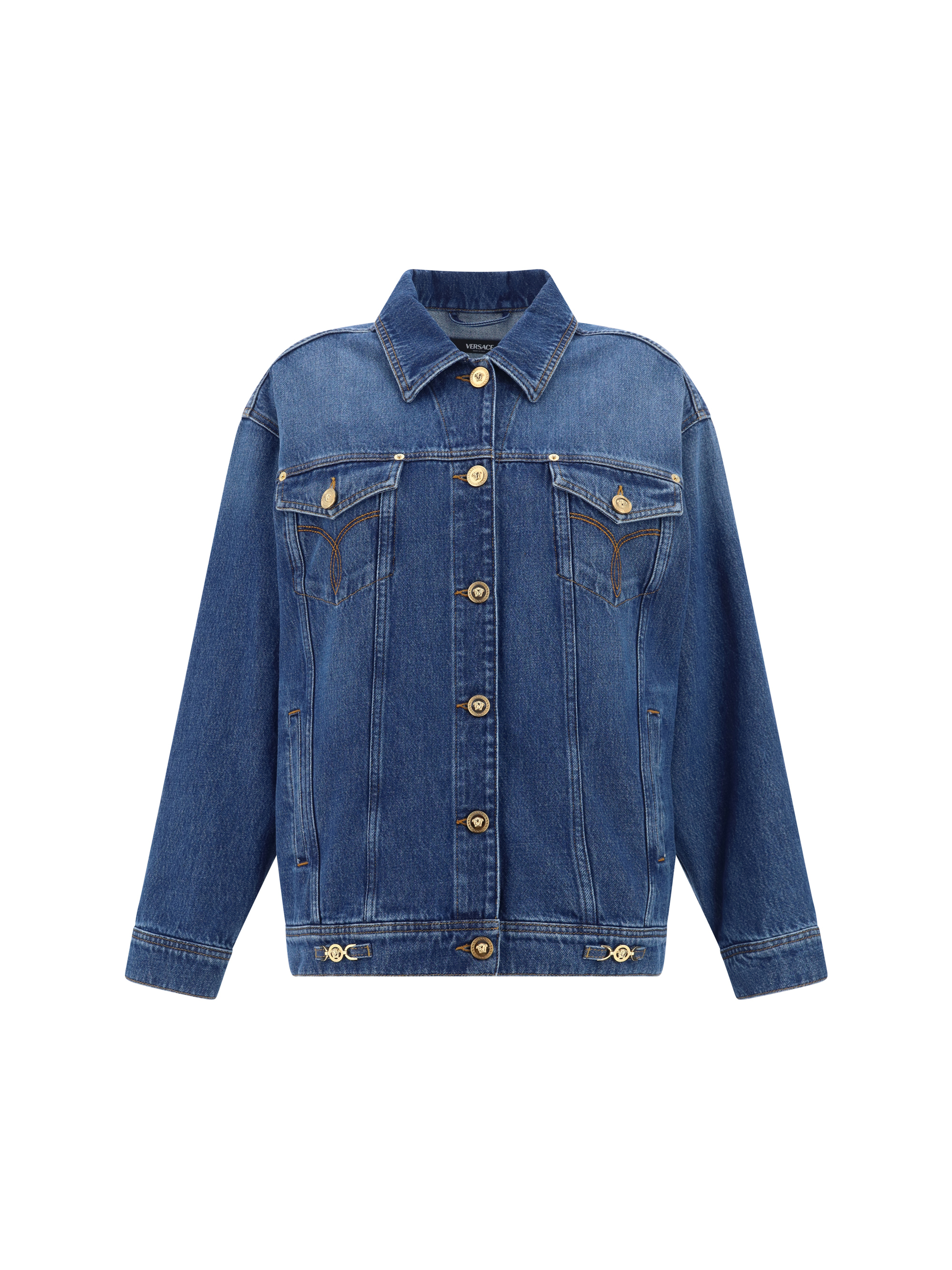 Shop Versace Denim Jacket In Medium Blue