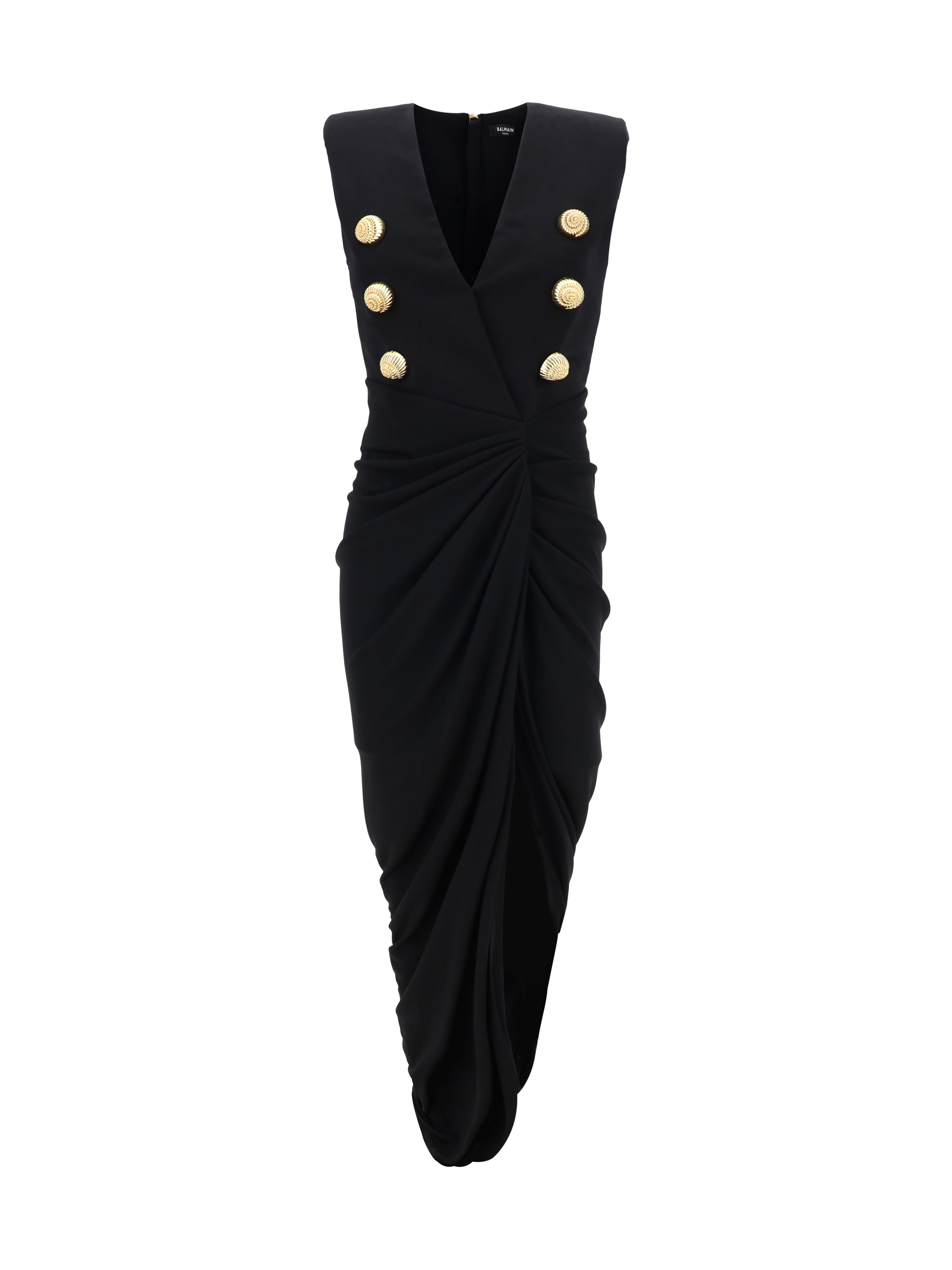 Shop Balmain Long Dress In Noir