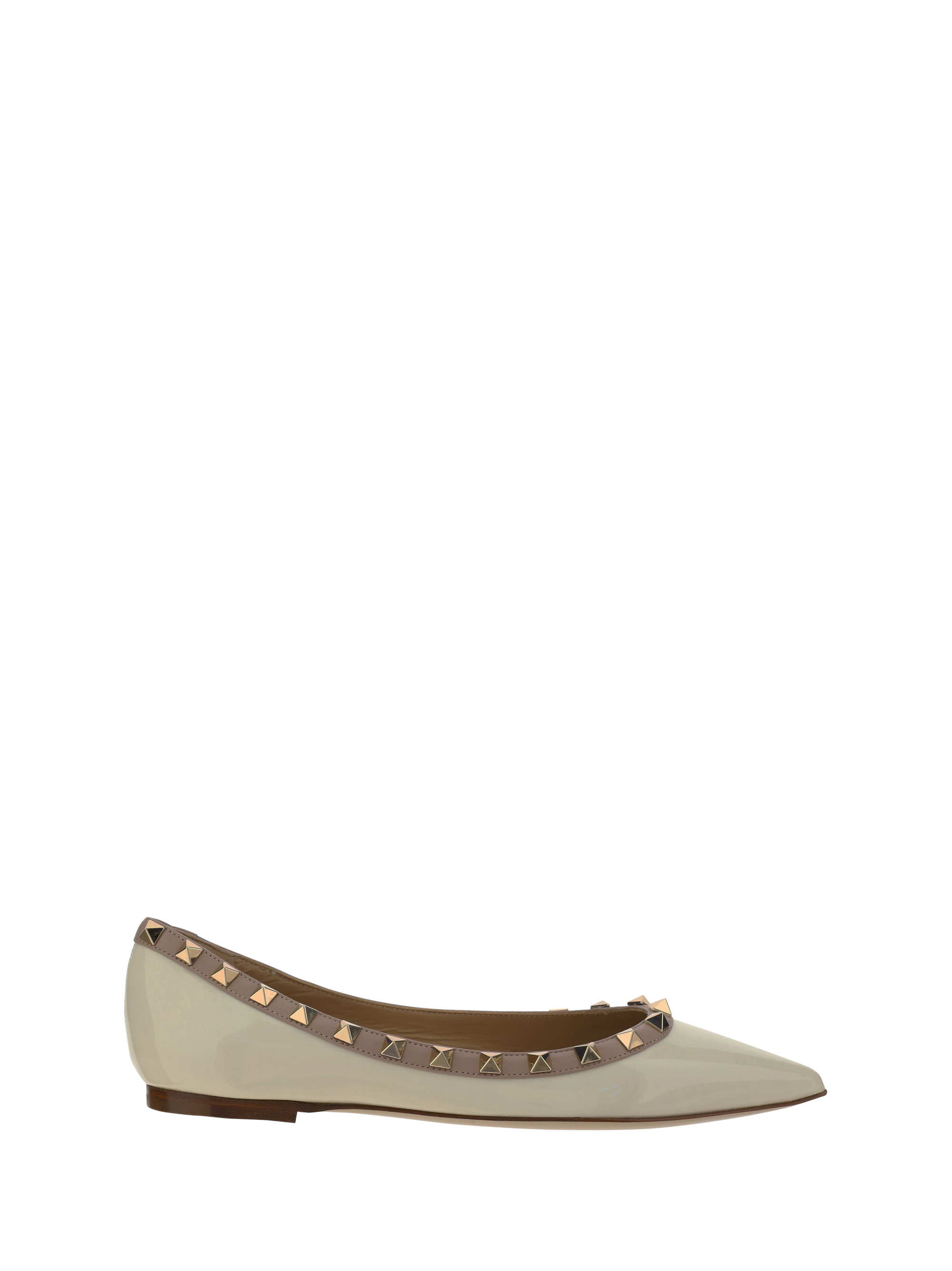 Shop Valentino Garavani Rockstud Ballerinas In Light Ivory/poudre