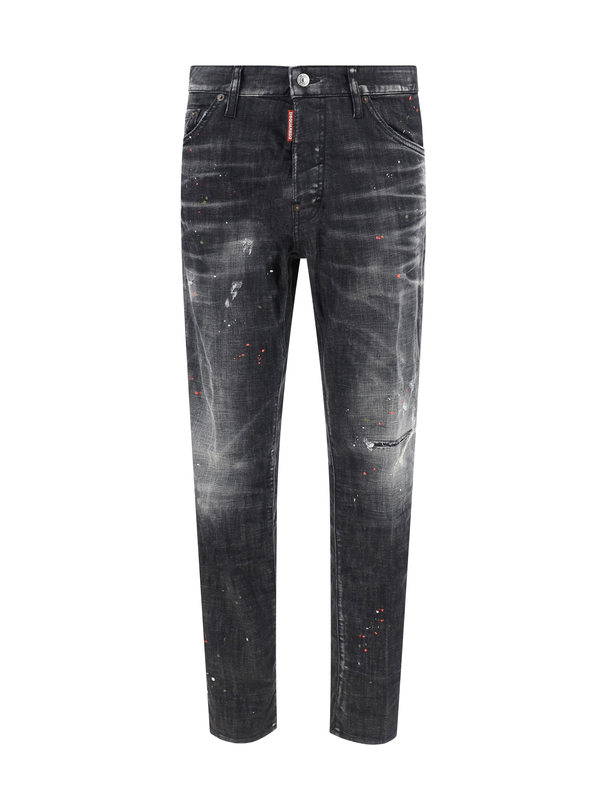 Dsquared2 Distressed Skater Denims With Stonewash Effect In Black