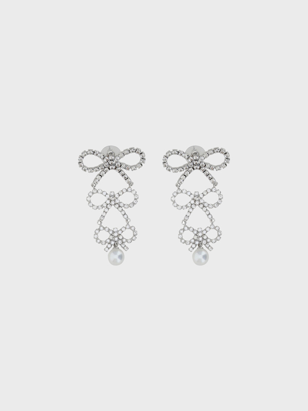 Tiered Crystal Bow Earrings